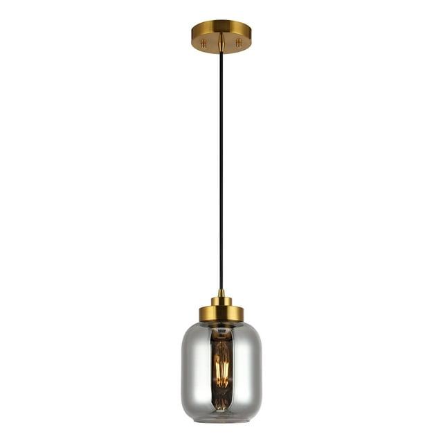 Ethyx 6" Pendant - PND4143 - Smoke Grey/Brass - Safavieh