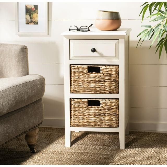 Everly Drawer Side Table - Vintage White - Safavieh.