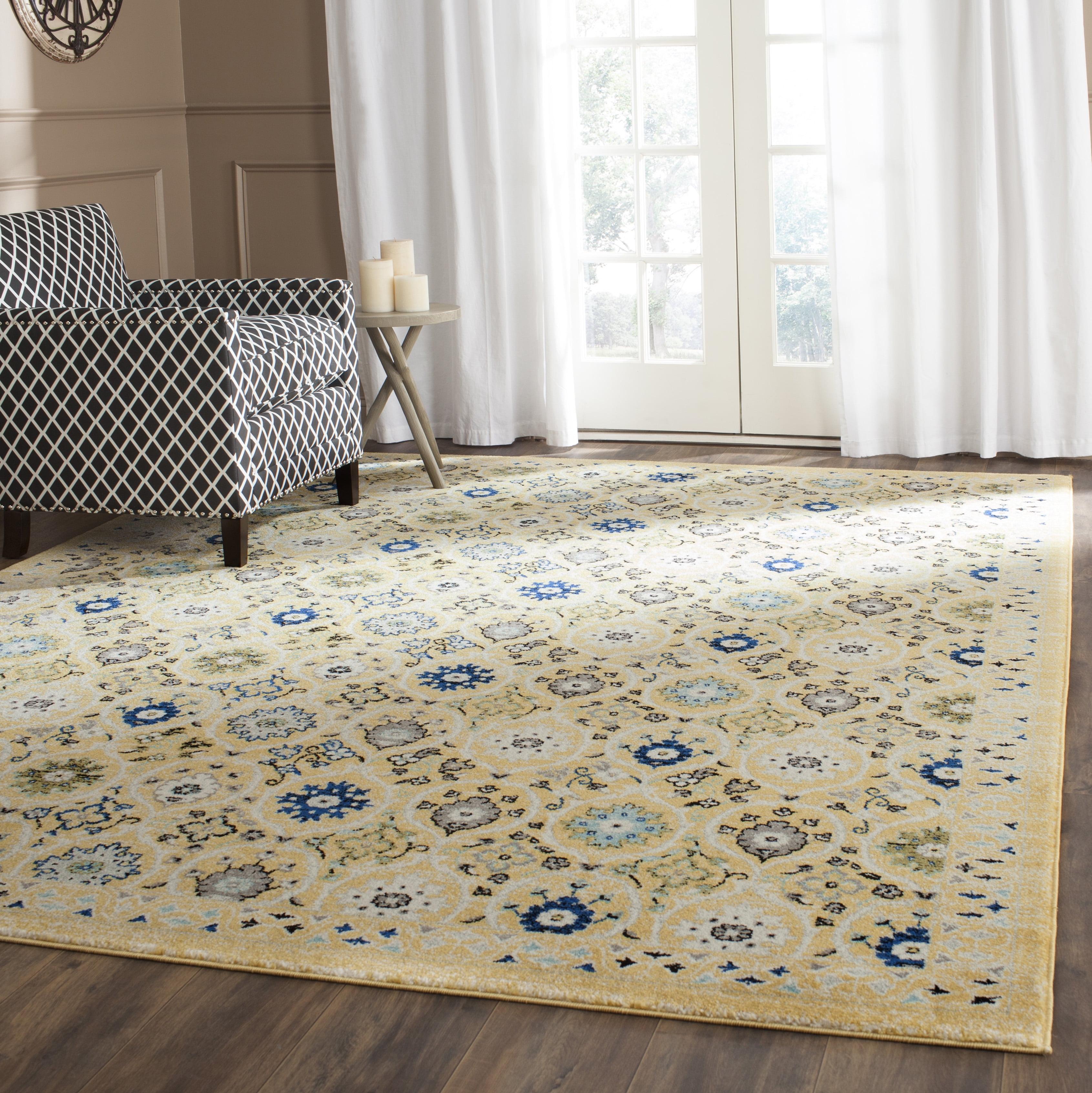 Gold and Ivory 8' x 10' Synthetic Reversible Area Rug