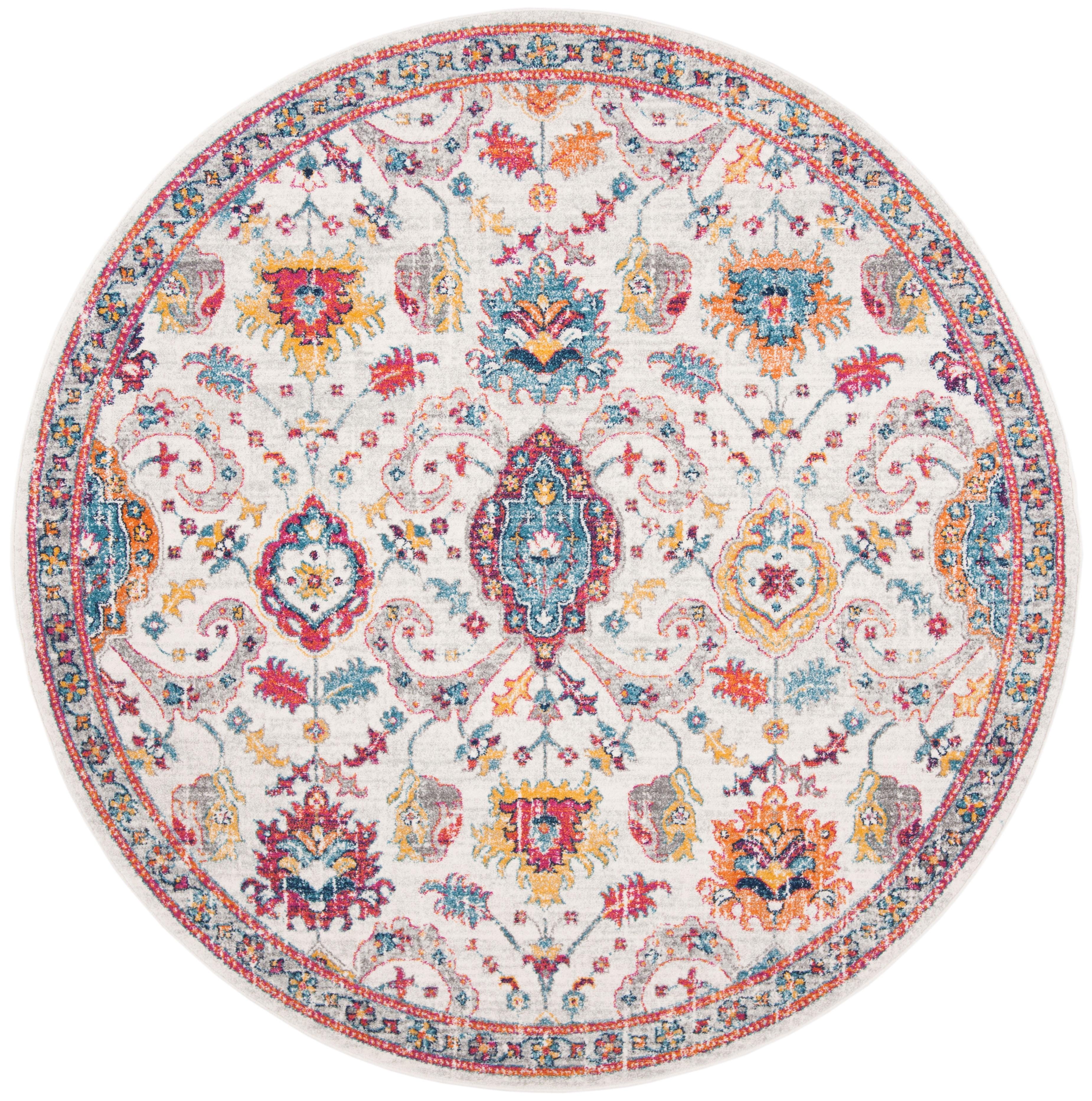 SAFAVIEH Evoke Lagrange Oriental Area Rug, Cream/Orange, 5'3" x 5'3" Round