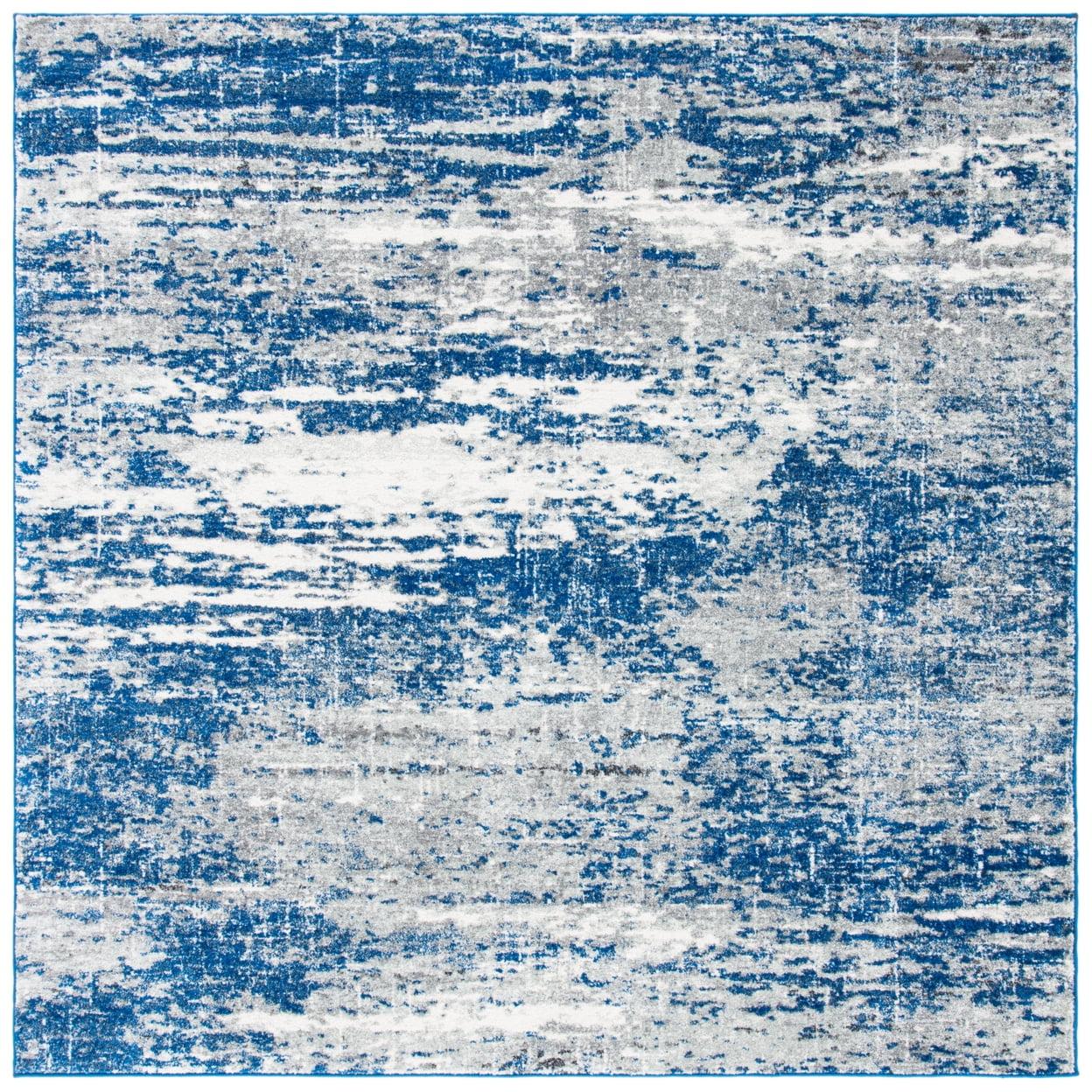 Evoke EVK272 Power Loomed Indoor Area Rug - Dark Blue/Grey - 6'7"x6'7" - Safavieh