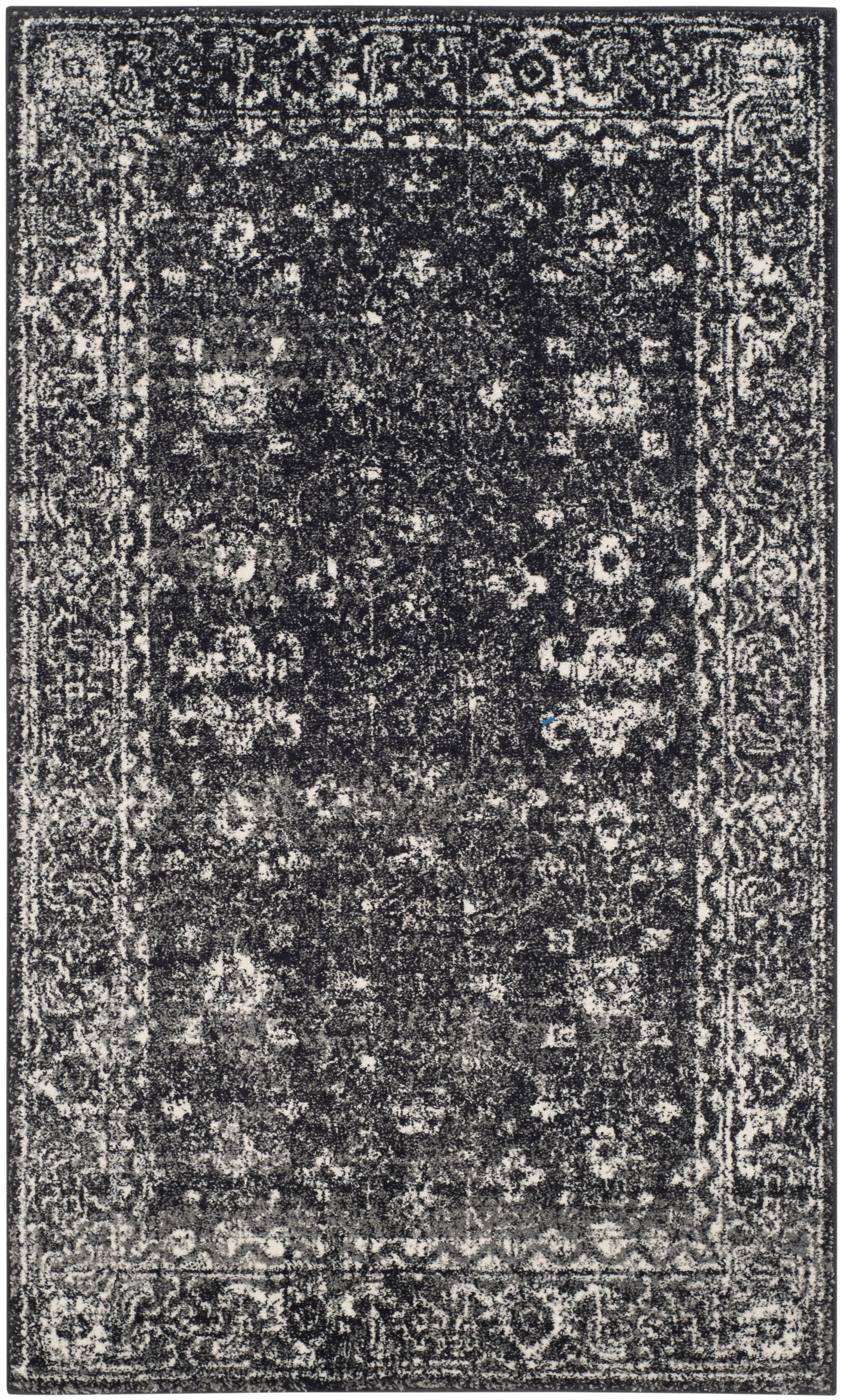 Charcoal & Ivory Synthetic Hand-Knotted Transitional Area Rug - 2'2" x 4'