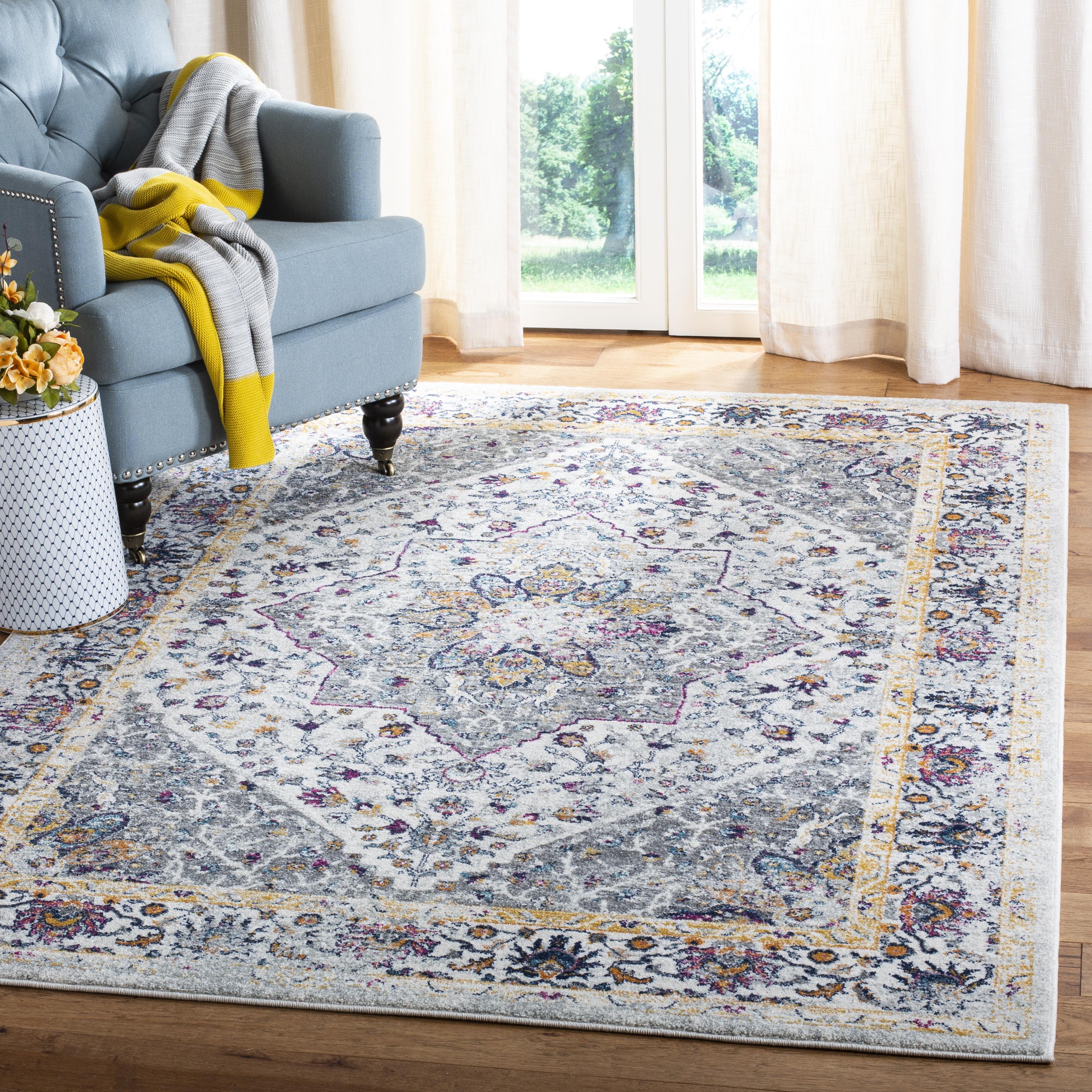 Evoke EVK288 Power Loomed Indoor Area Rug - Ivory/Grey - 6'7"x9' - Safavieh