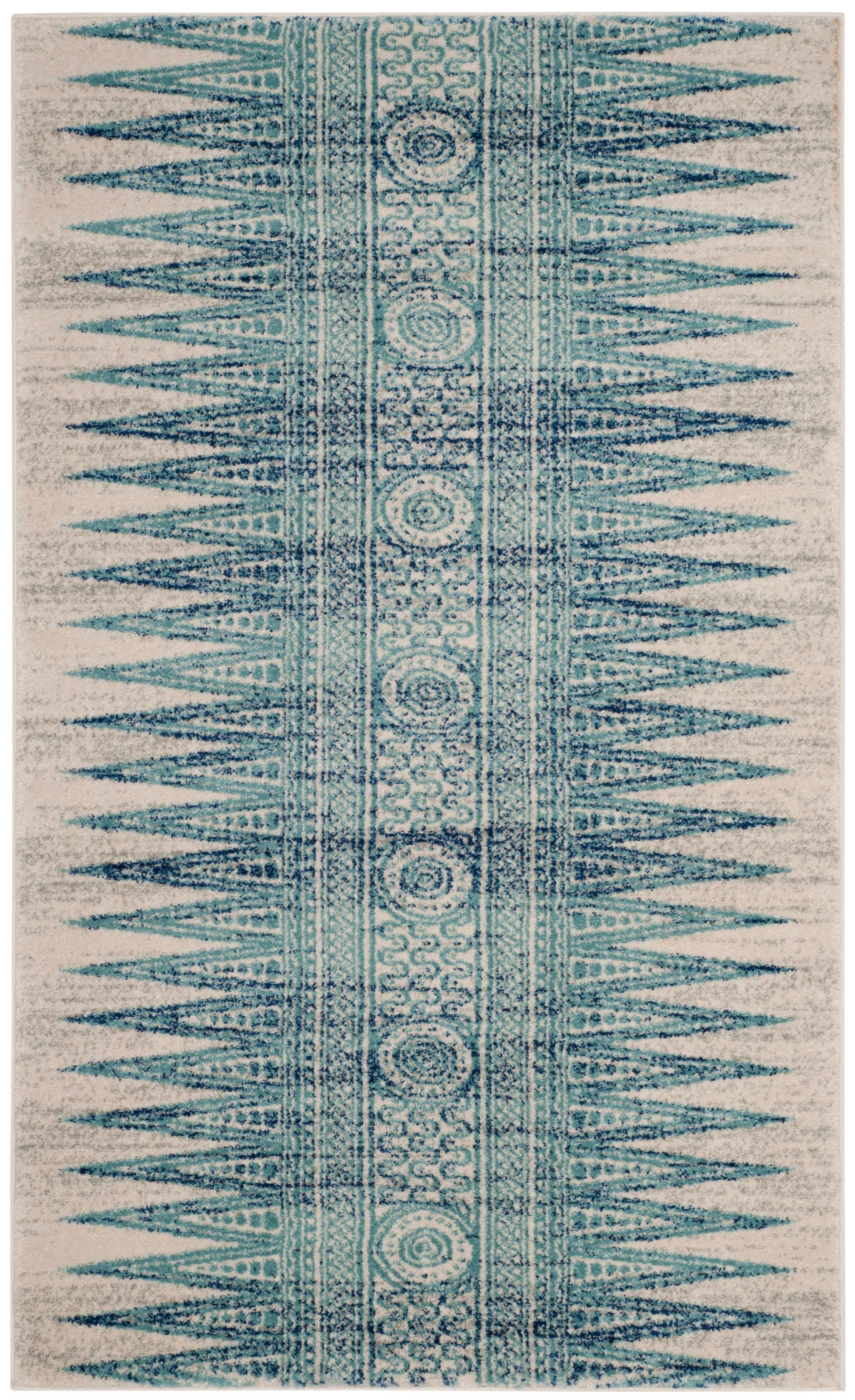 Evoke EVK226 Power Loomed Indoor Accent Rug - Ivory/Turquoise - 2'2"x4' - Safavieh