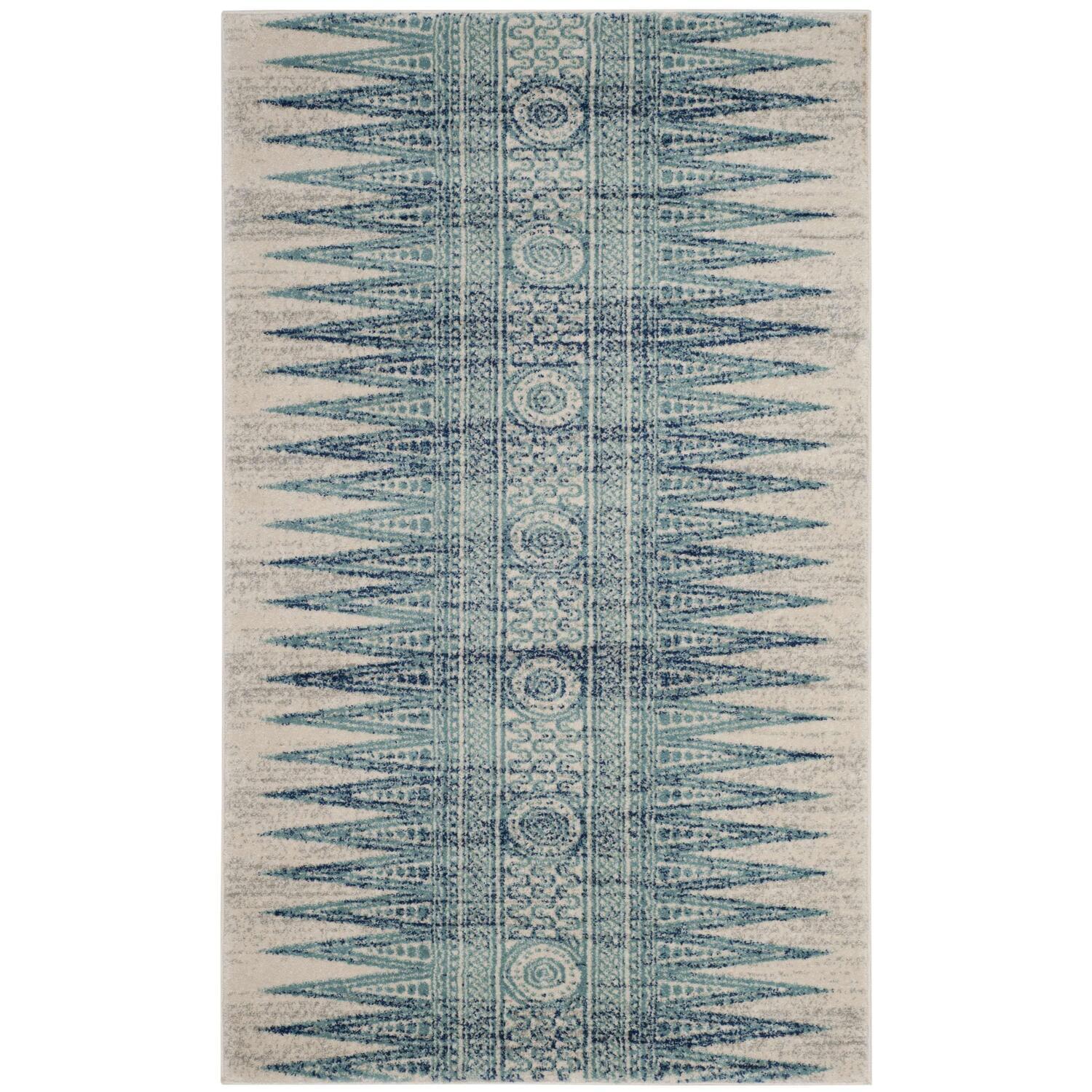 Evoke EVK226 Power Loomed Indoor Accent Rug - Ivory/Turquoise - 3'x5' - Safavieh