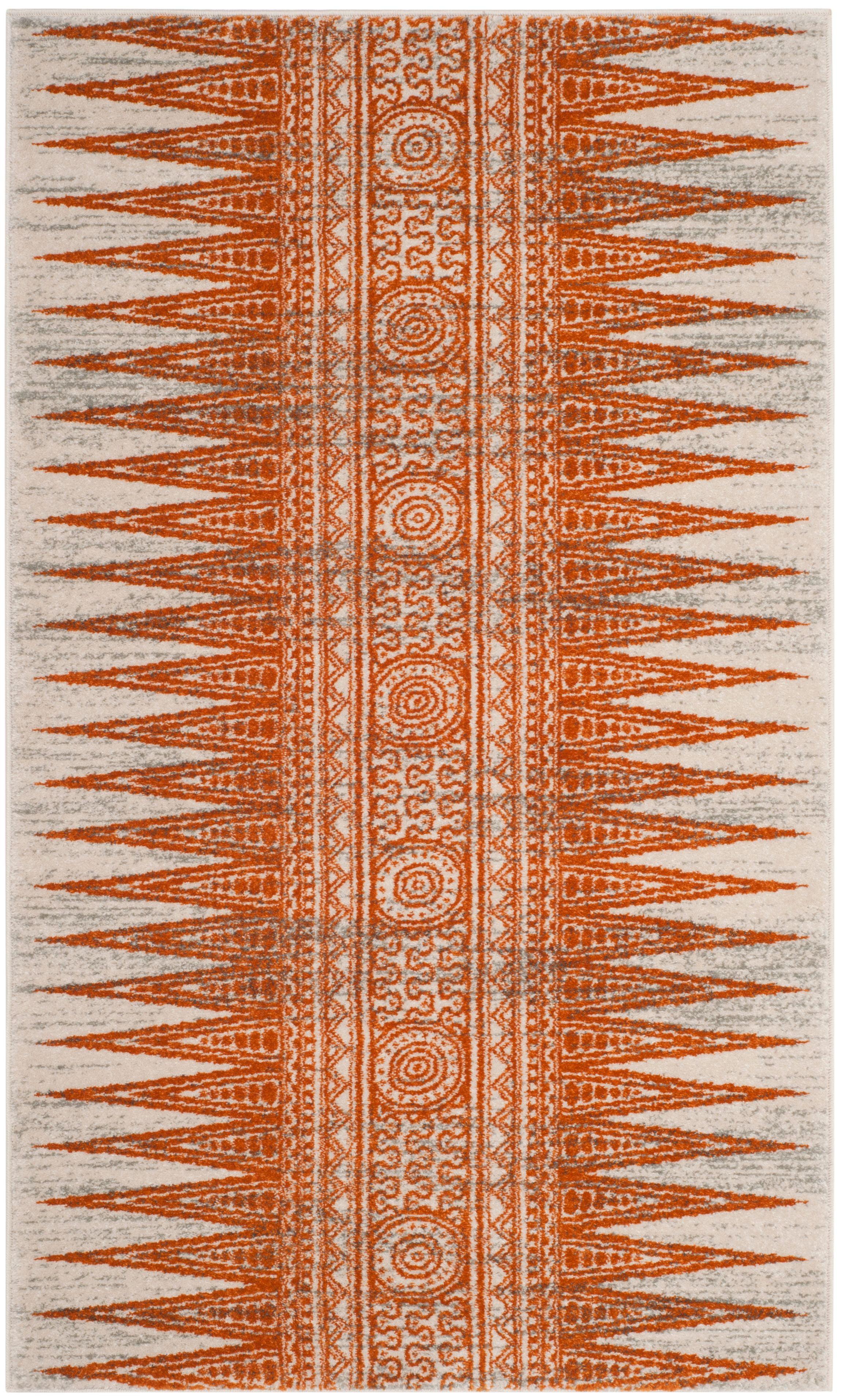 Evoke EVK226 Power Loomed Accent Rug Ivory / Orange 2'-2" X 4' - Safavieh.