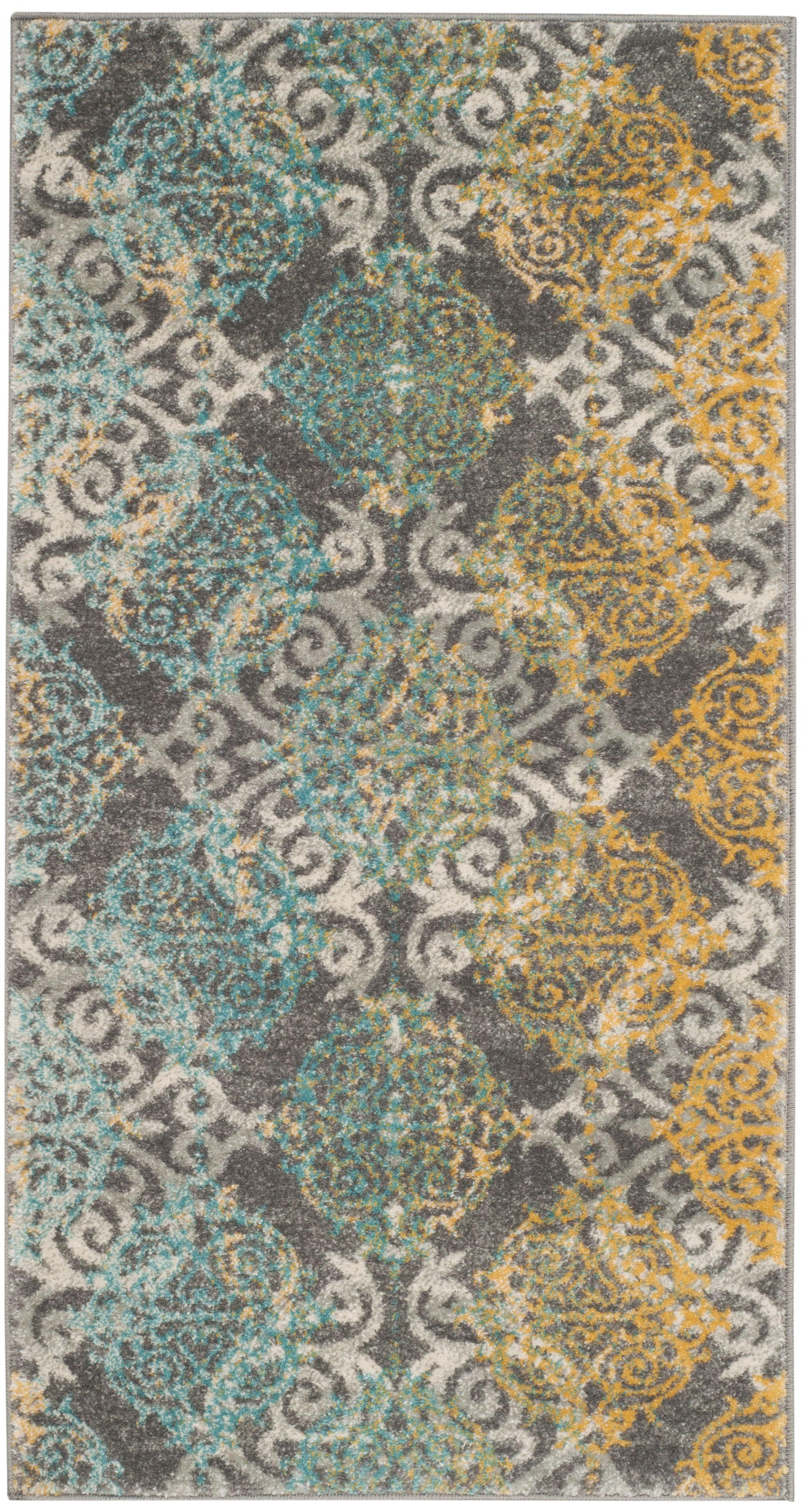 Hand-Knotted Grey and Ivory High Pile Area Rug