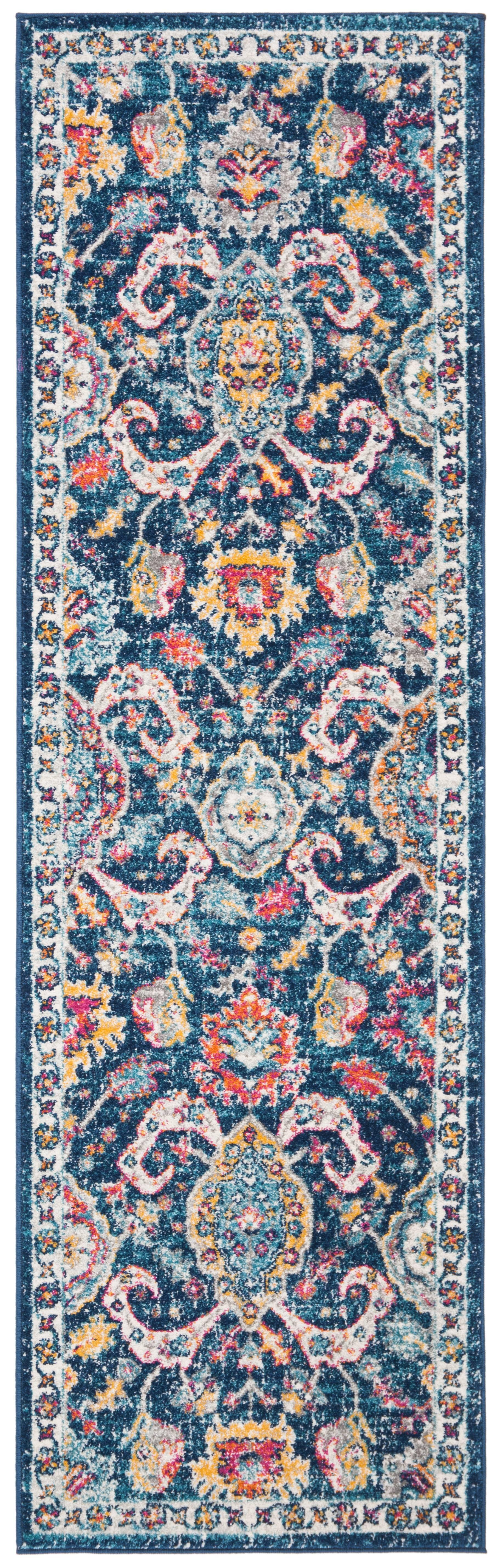 Evoke EVK255 Power Loomed Runner Rug - Navy/Fuchsia - 2'2"x7' - Safavieh.
