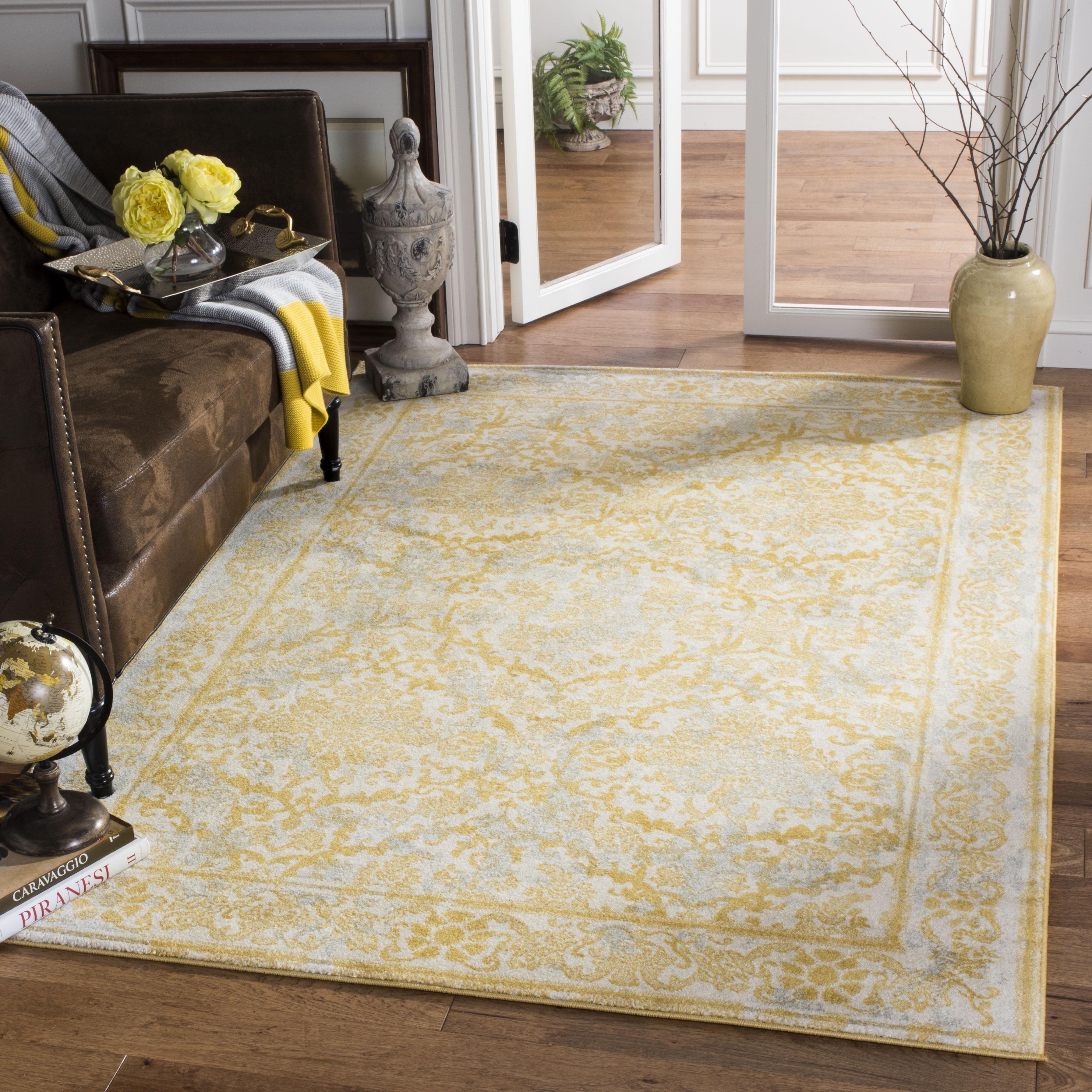 SAFAVIEH Evoke Lorna Traditional Bordered Area Rug, Ivory/Gold, 10' x 14'