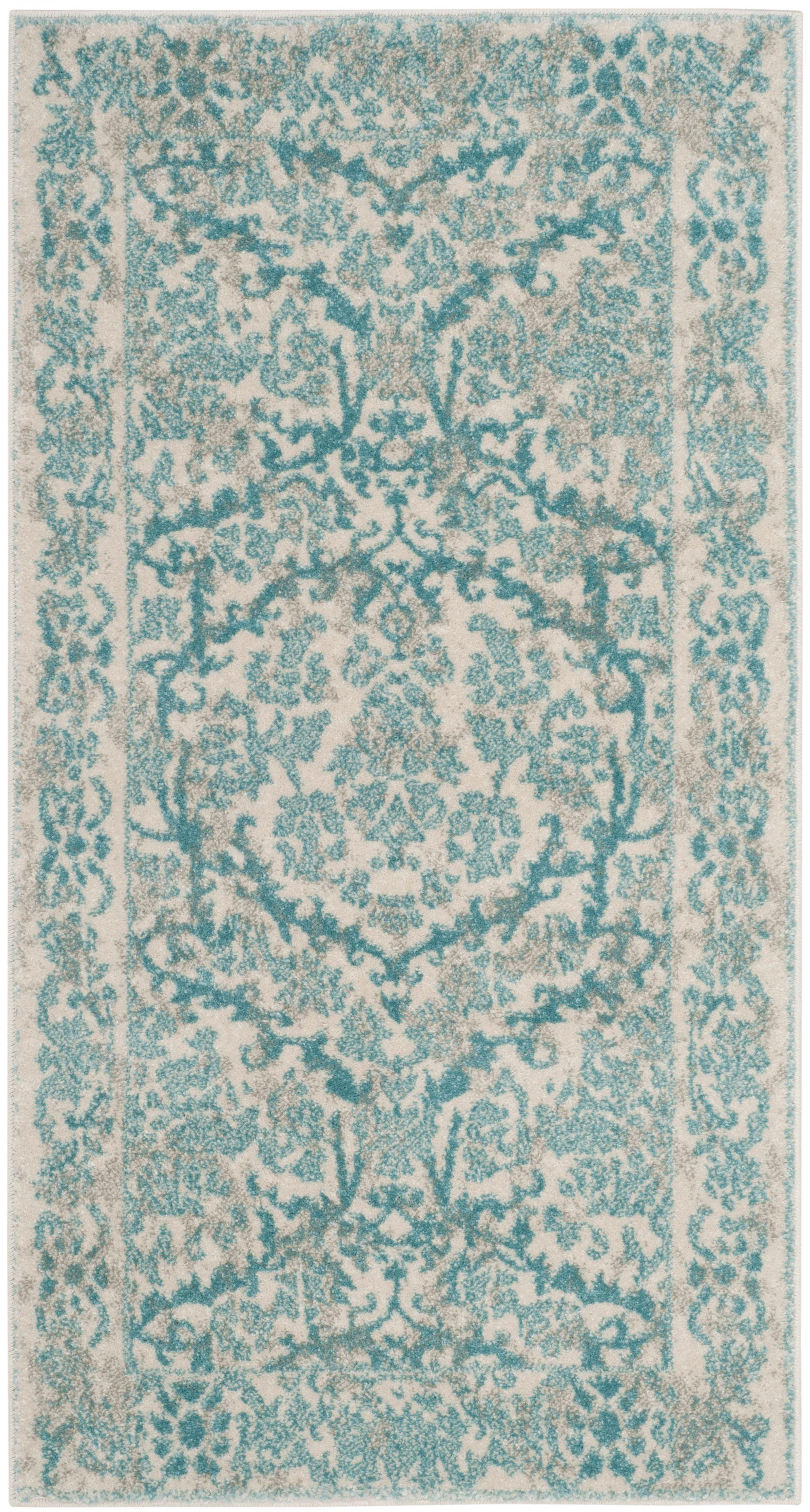 Evoke EVK242 Power Loomed Indoor Accent Rug - Ivory/Light Blue - 2'2"x4' - Safavieh