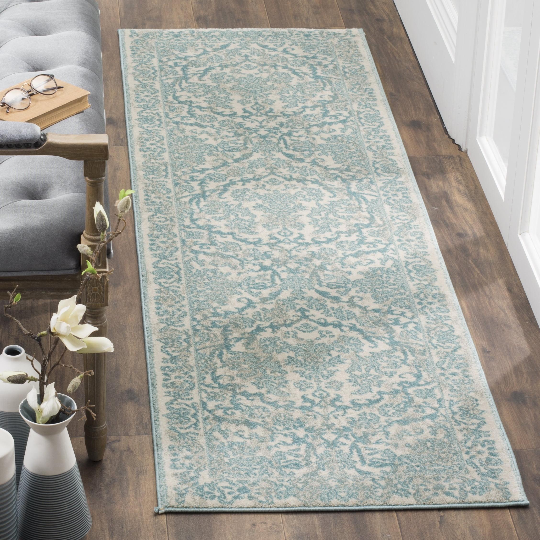 Evoke EVK242 Power Loomed Indoor Runner - Ivory/Light Blue - 2'2"x9' - Safavieh