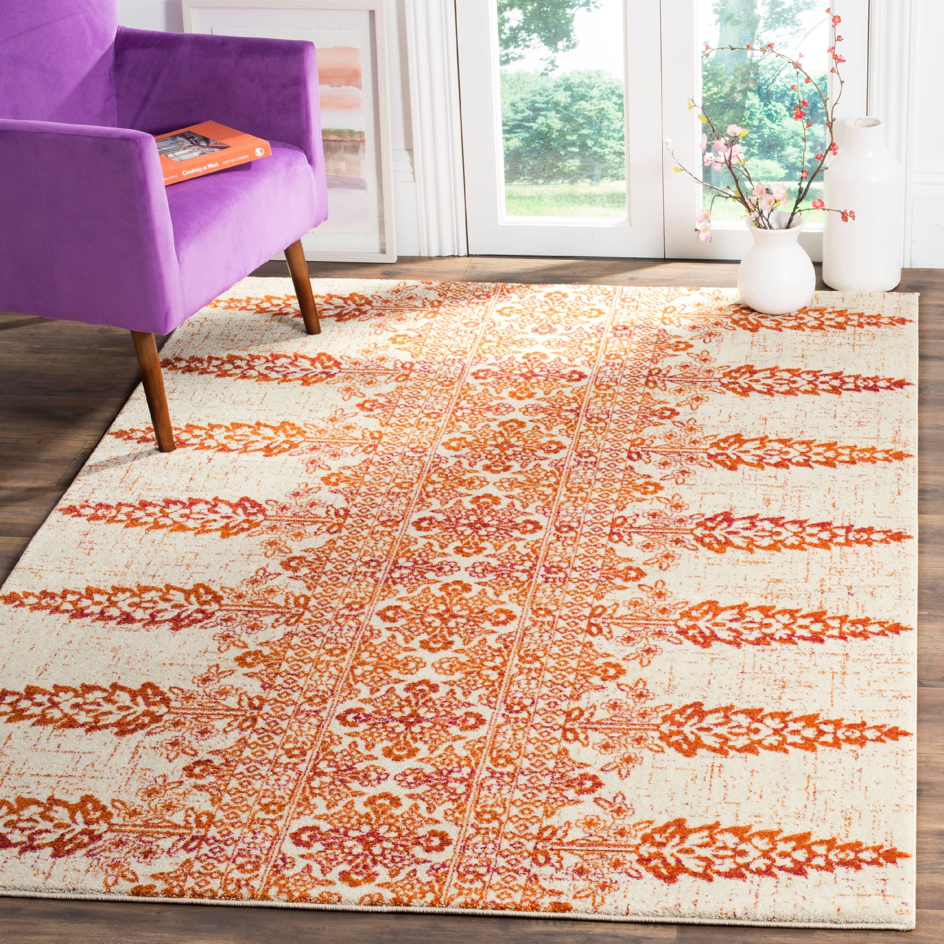 Ivory and Gold High Pile Boho-Chic Runner