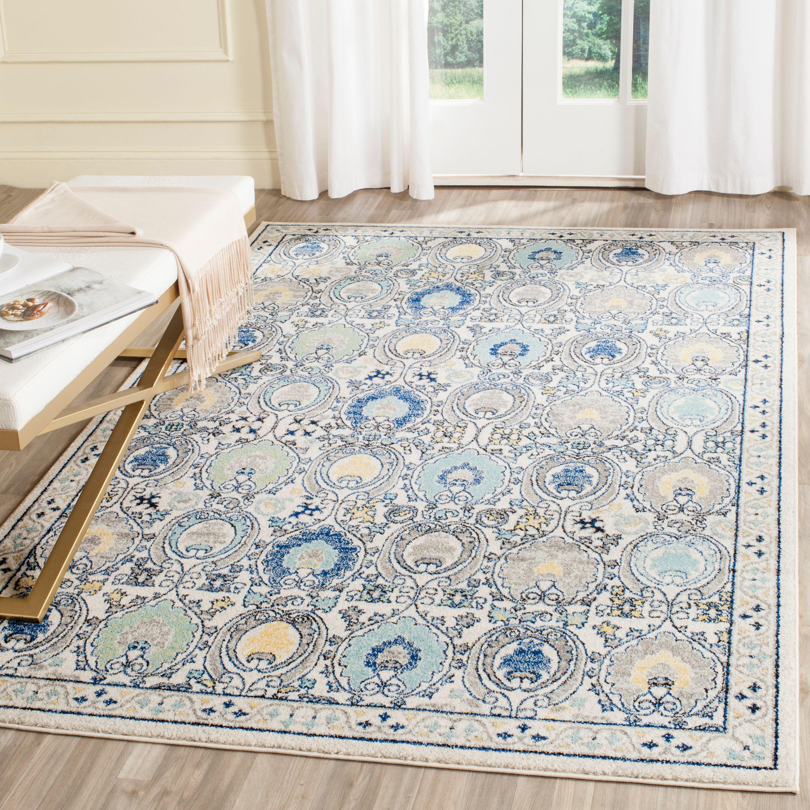 Evoke EVK251 Power Loomed Area Rug - Ivory/Grey - 6'7"x9' - Safavieh.