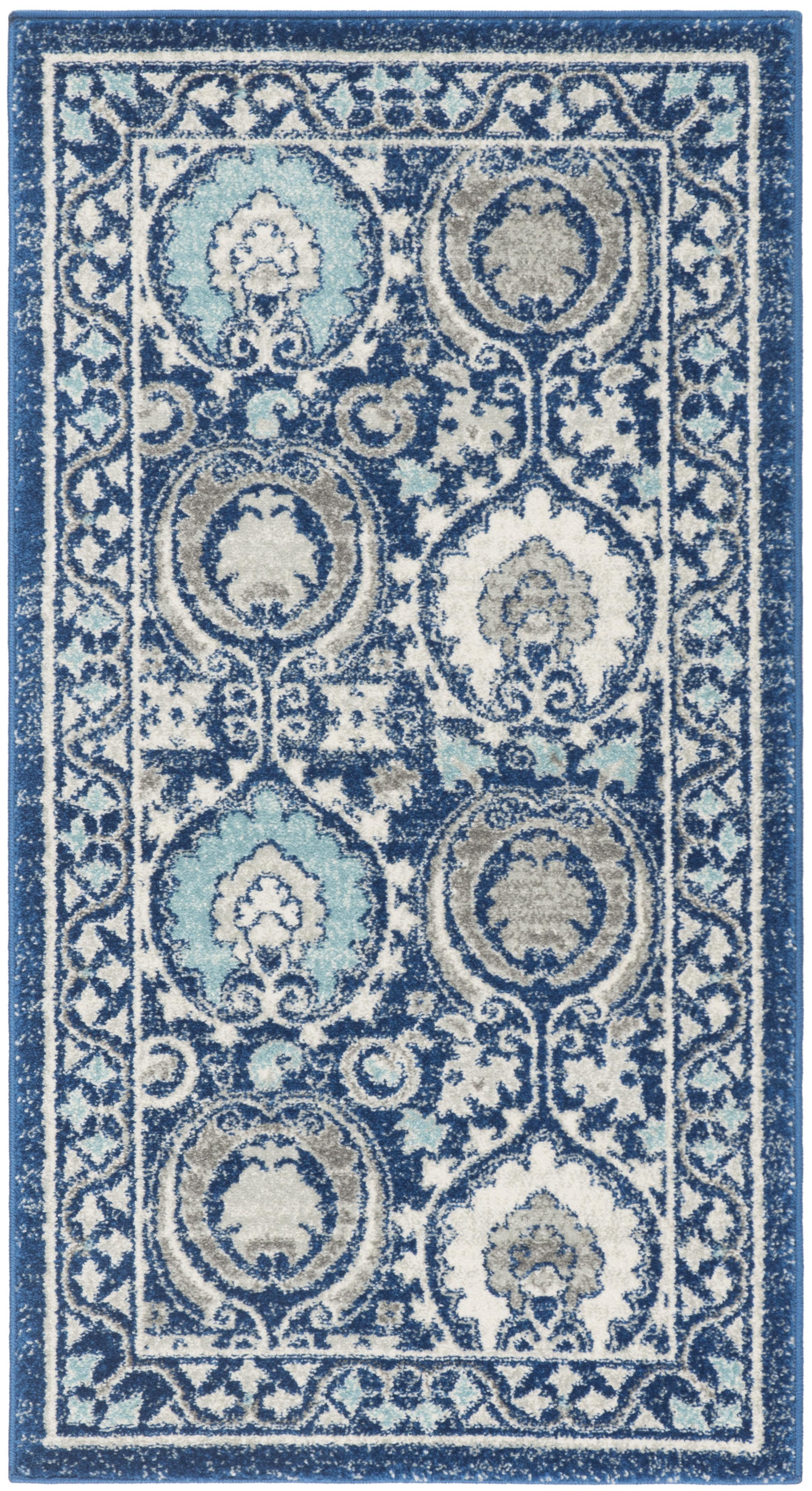 Evoke EVK251 Power Loomed Accent Rug - Blue/Ivory - 2'2"x4' - Safavieh.