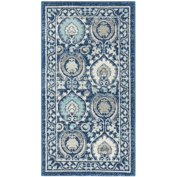 Evoke EVK251 Power Loomed Accent Rug - Blue/Ivory - 2'2"x4' - Safavieh.