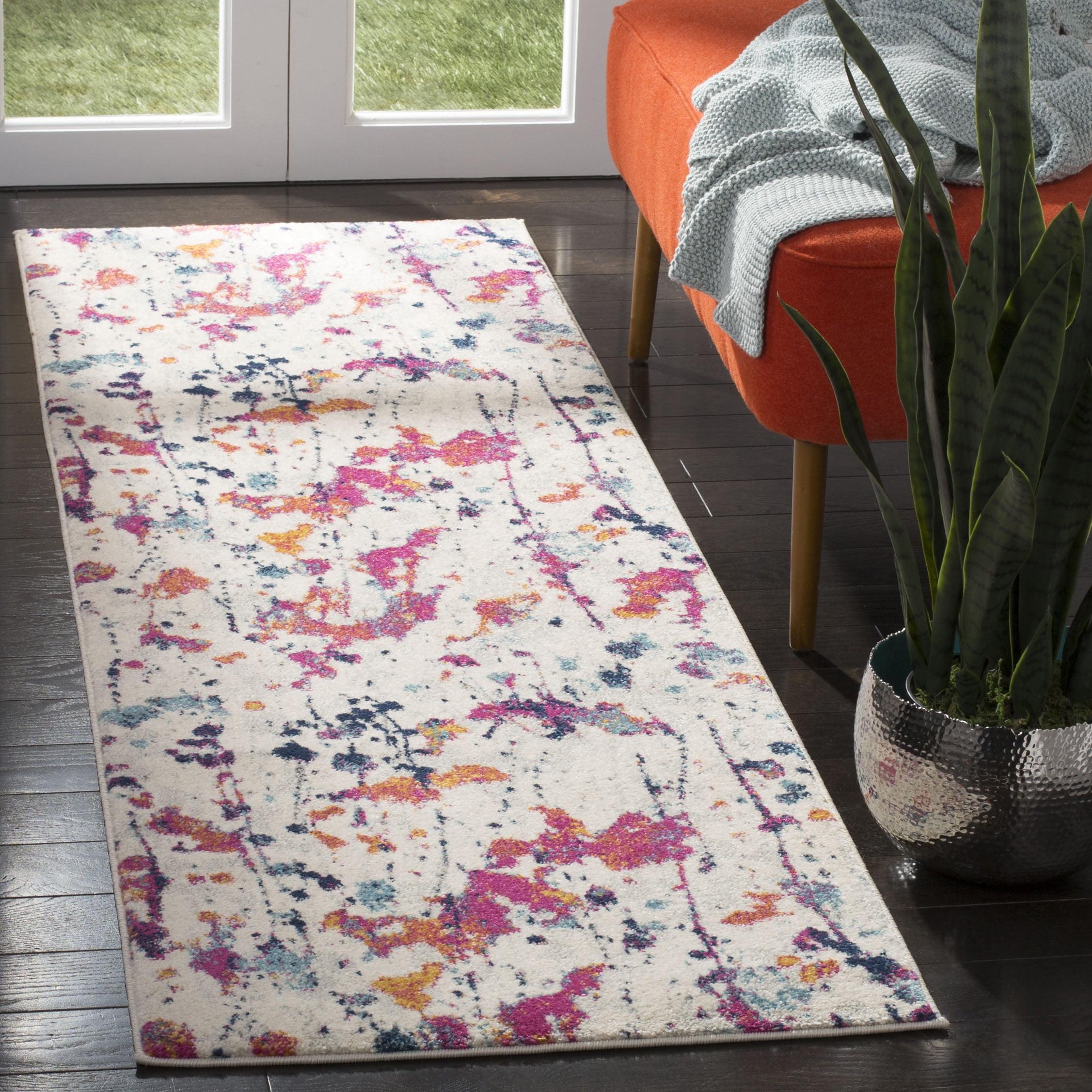 SAFAVIEH Evoke Peregrine Abstract Floral Runner Rug, Ivory/Red, 2'2" x 7'