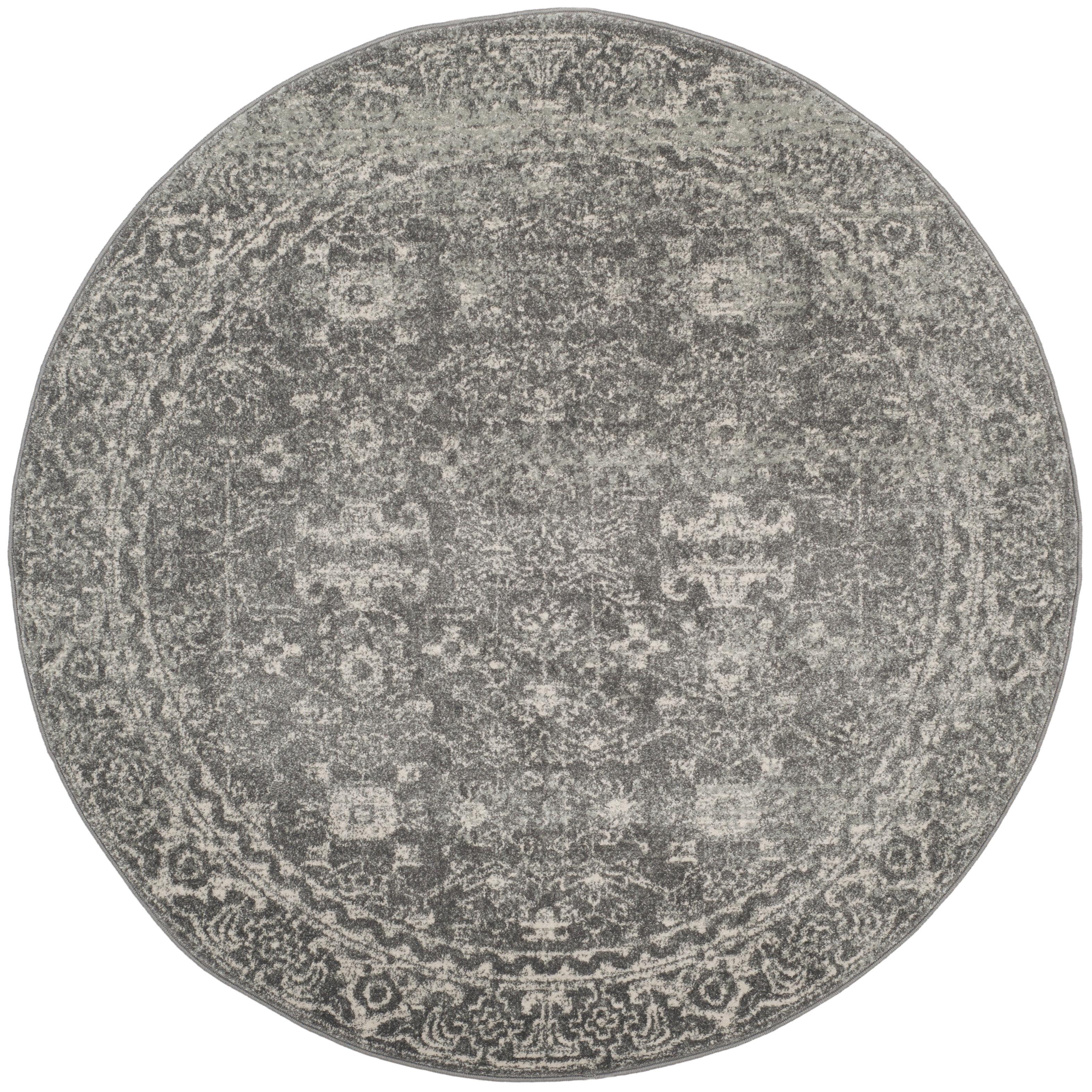 Evoke EVK270 Power Loomed Area Rug - Grey/Ivory - 3' round - Safavieh.