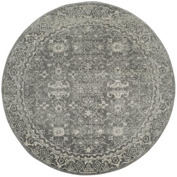 Evoke EVK270 Power Loomed Area Rug - Grey/Ivory - 3' round - Safavieh.
