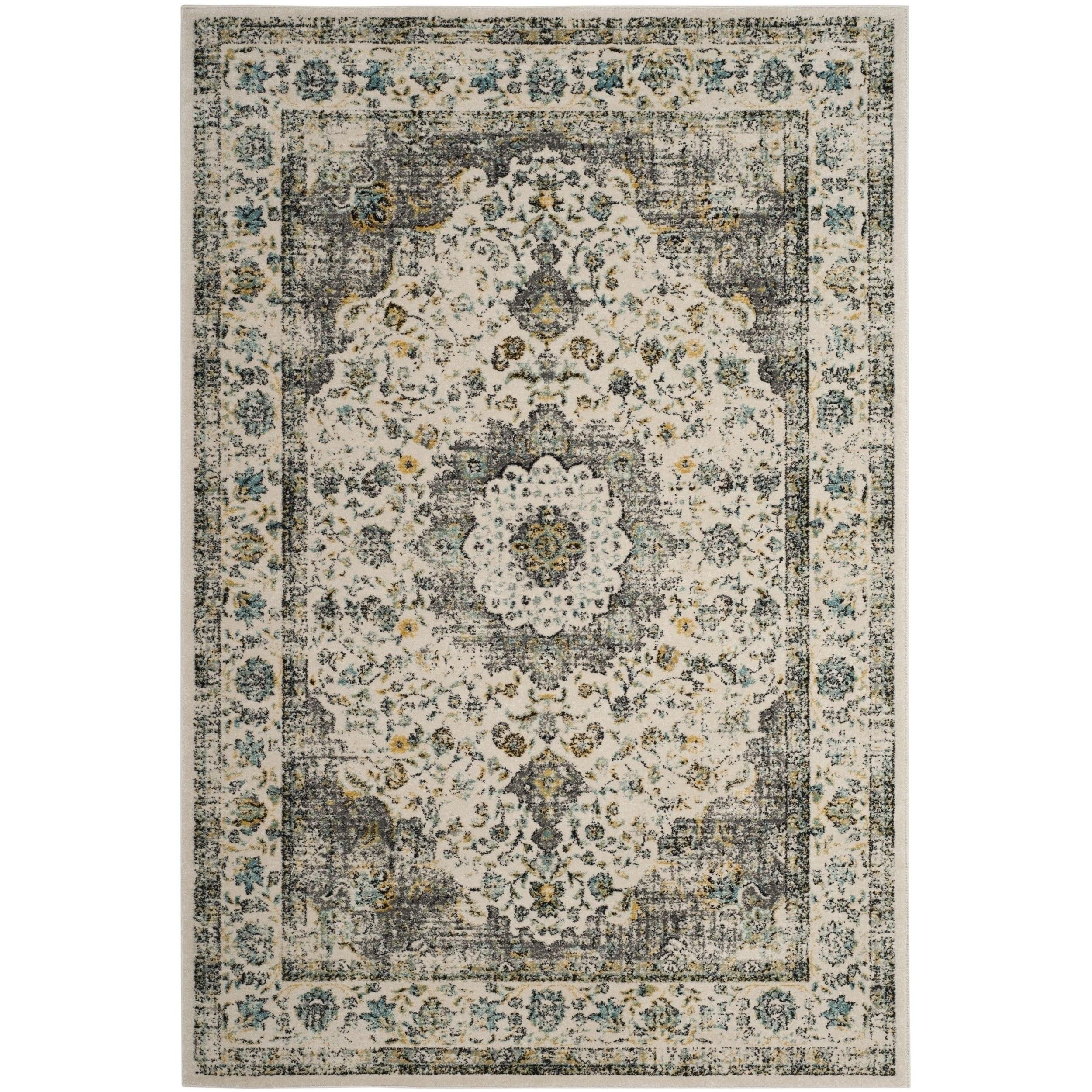 SAFAVIEH Evoke Teale Bordered Area Rug, Grey/Gold, 12' x 18'