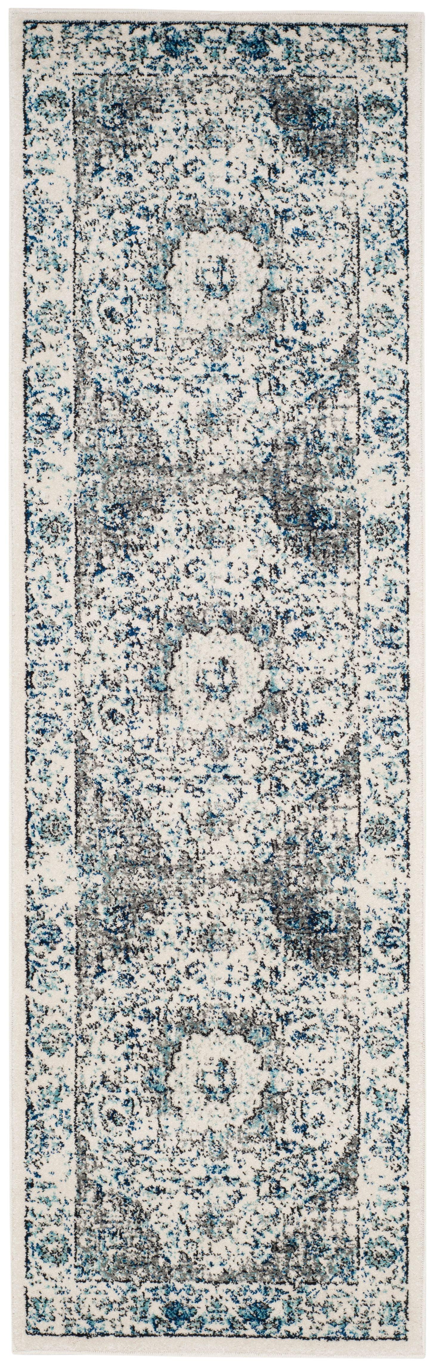 Evoke EVK220 Power Loomed Runner Rug - Ivory/Grey - 2'2"x15' - Safavieh.