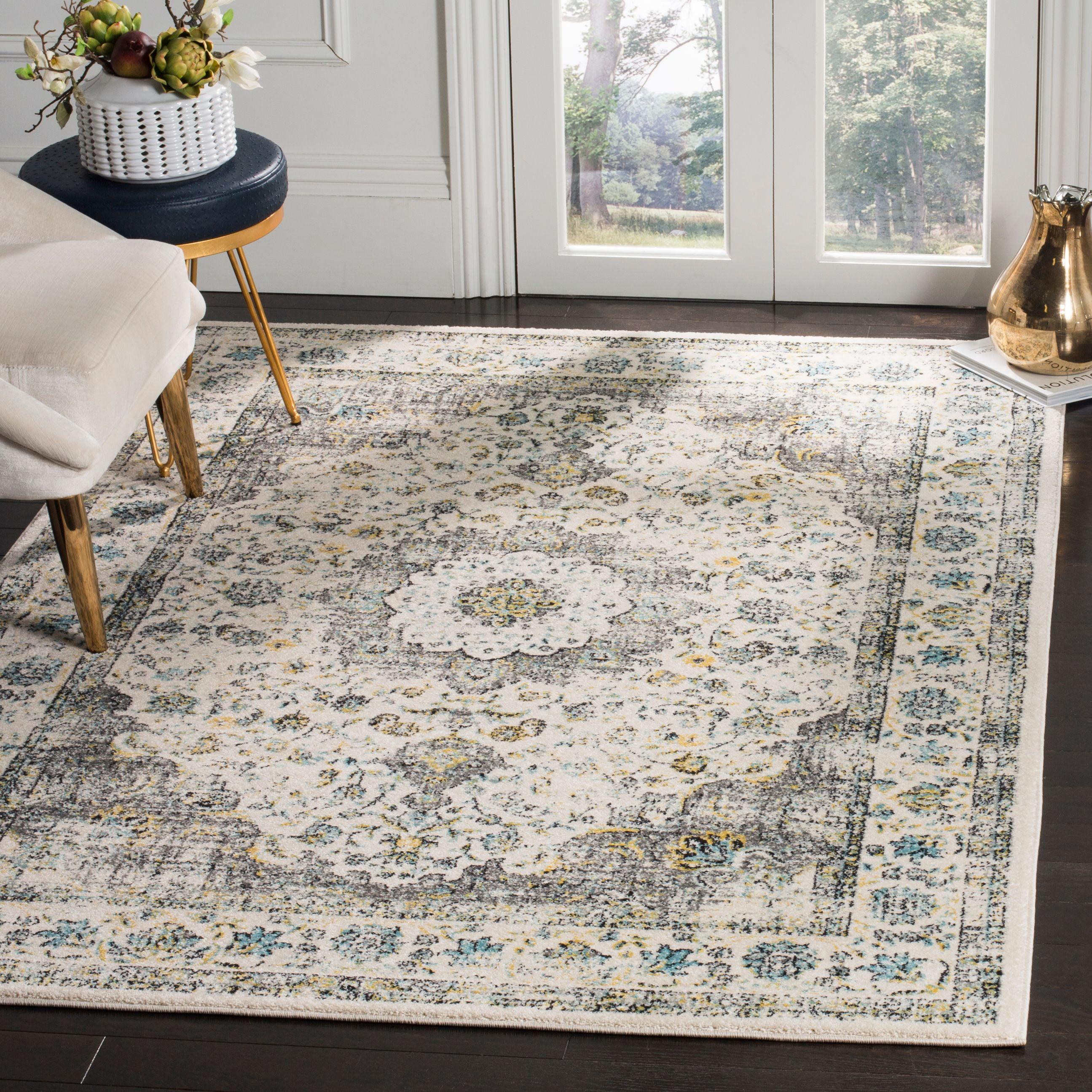 Evoke 9' x 12' Grey and Gold Synthetic Area Rug