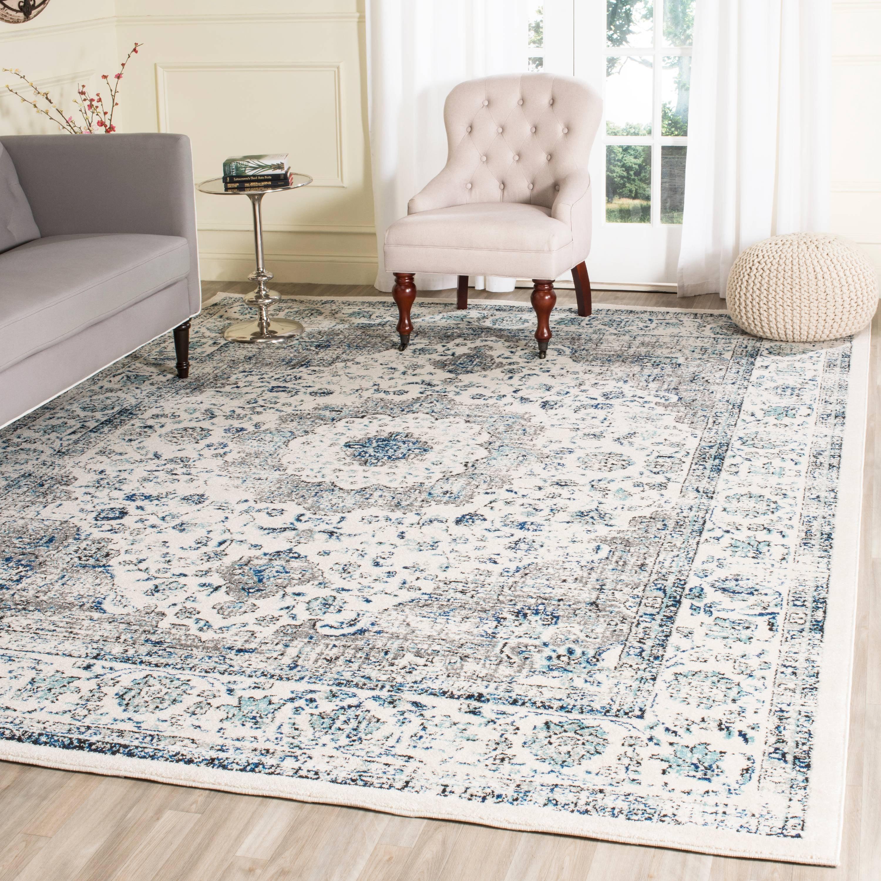 SAFAVIEH Evoke Teale Traditional Bordered Area Rug, Grey/Ivory, 12' x 18'