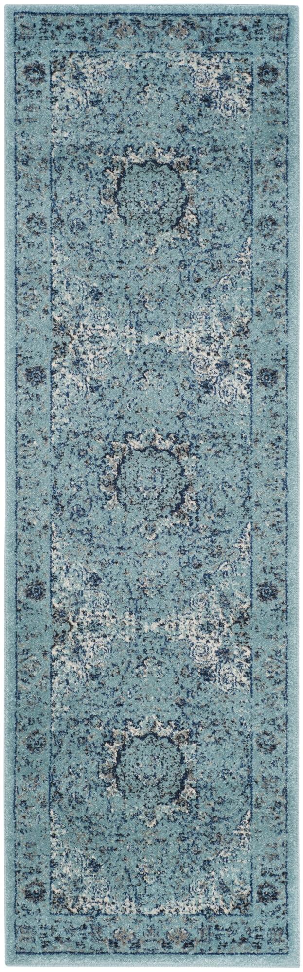 SAFAVIEH Evoke Teale Traditional Bordered Runner Rug, Light Blue, 2'2" x 9'