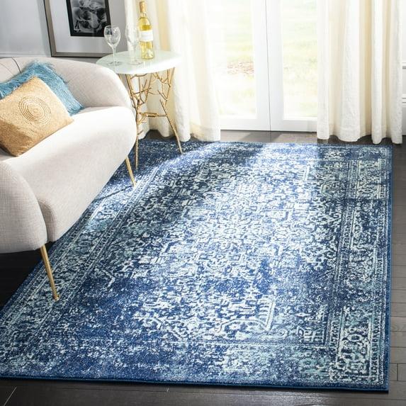 Evoke EVK256 Power Loomed Area Rug - Navy/Ivory - 5'3"x7'6" - Safavieh.