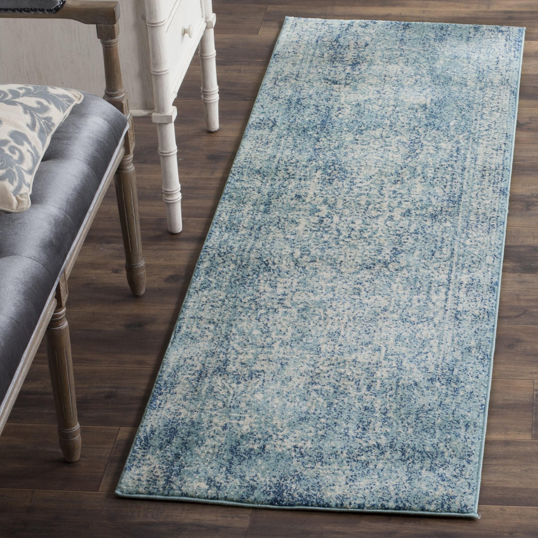 Evoke EVK256 Power Loomed Indoor Runner - Blue/Ivory - 2'2"x17' - Safavieh