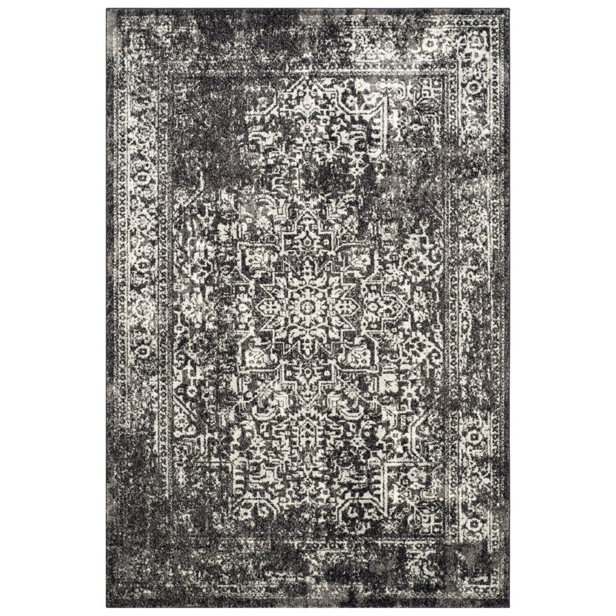 SAFAVIEH Evoke Trena Traditional Distressed Area Rug, Black/Grey, 4' x 6'