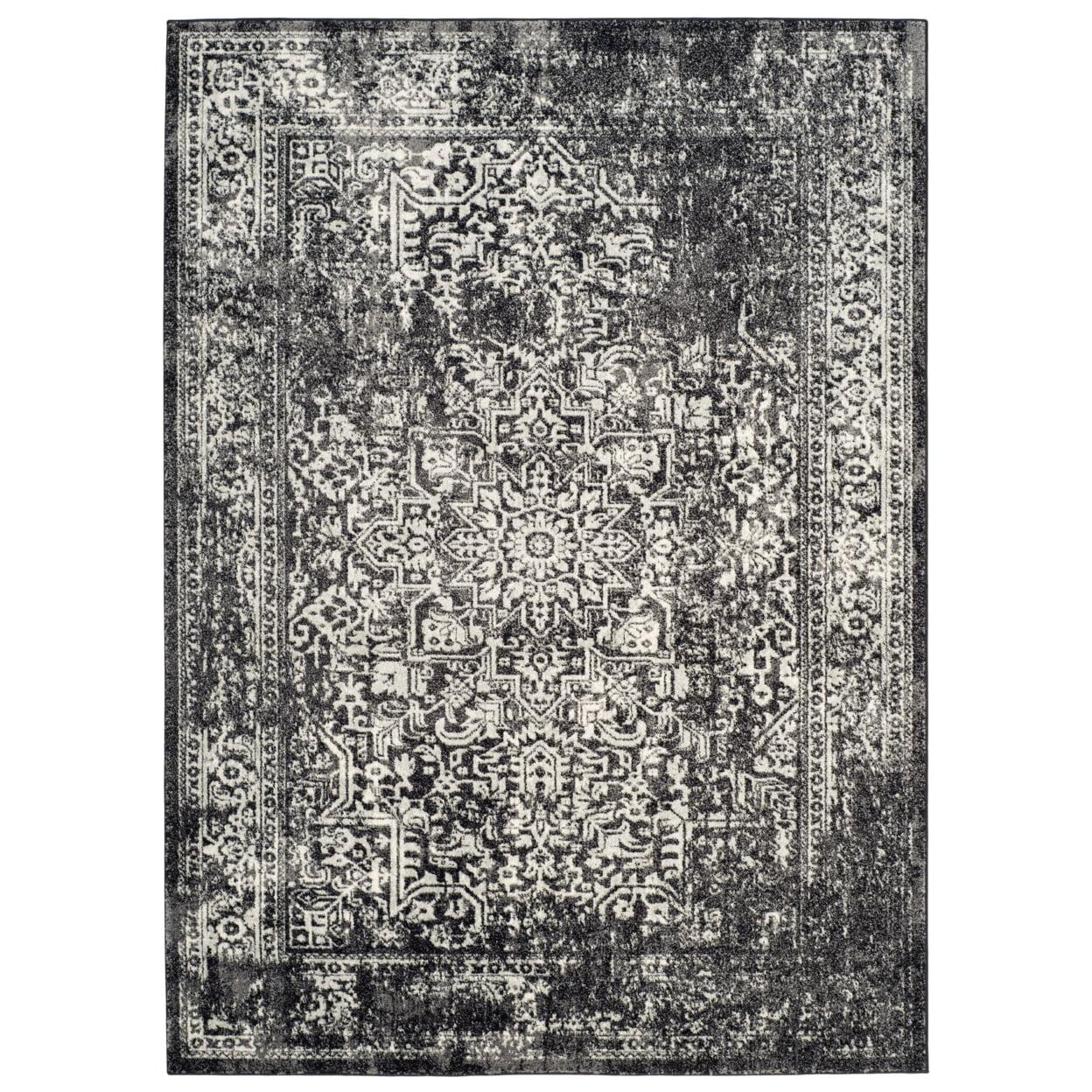 Reversible Black/Grey Synthetic Easy-Care Rug 6' x 9'