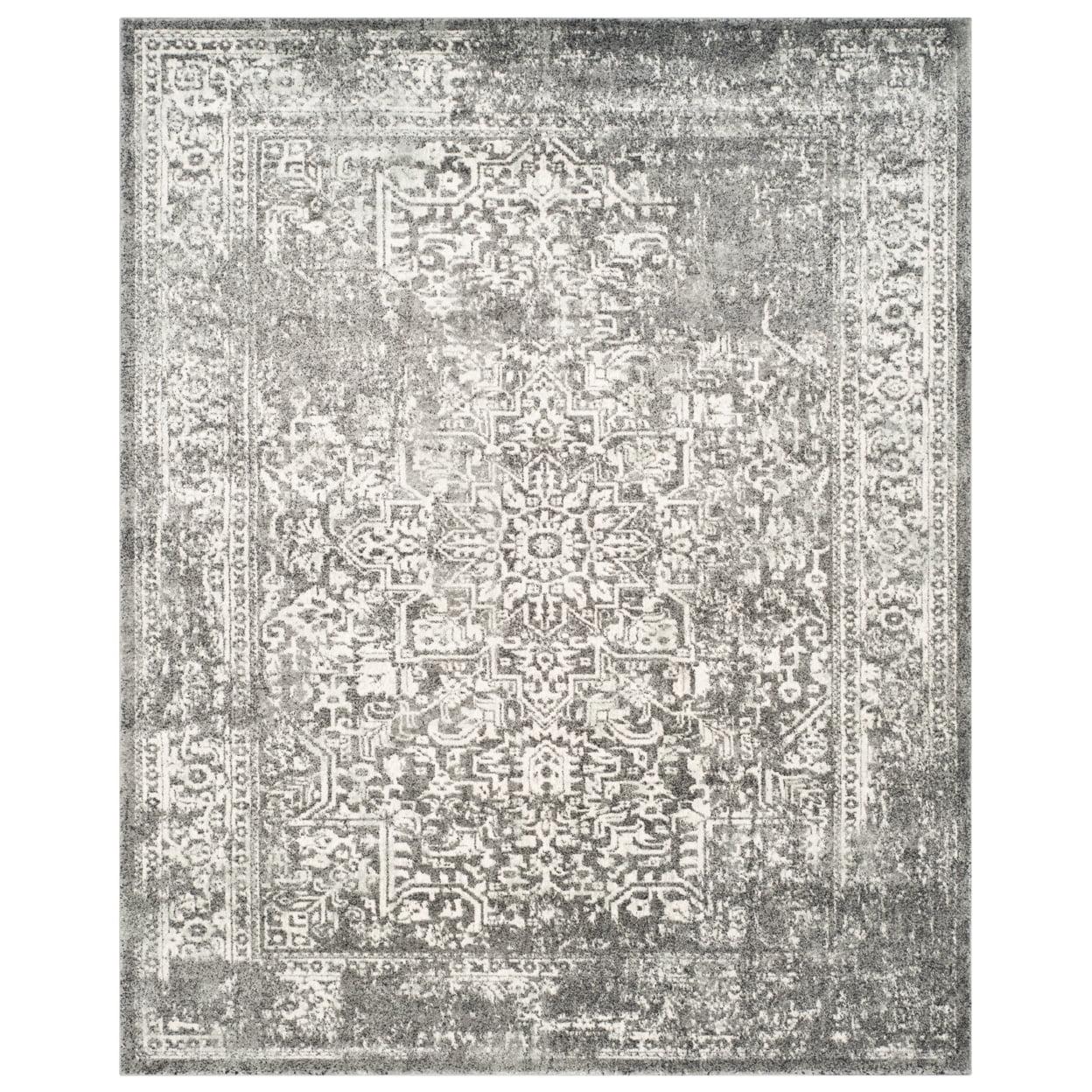 SAFAVIEH Evoke Trena Traditional Distressed Area Rug, Grey/Ivory, 9' x 12'
