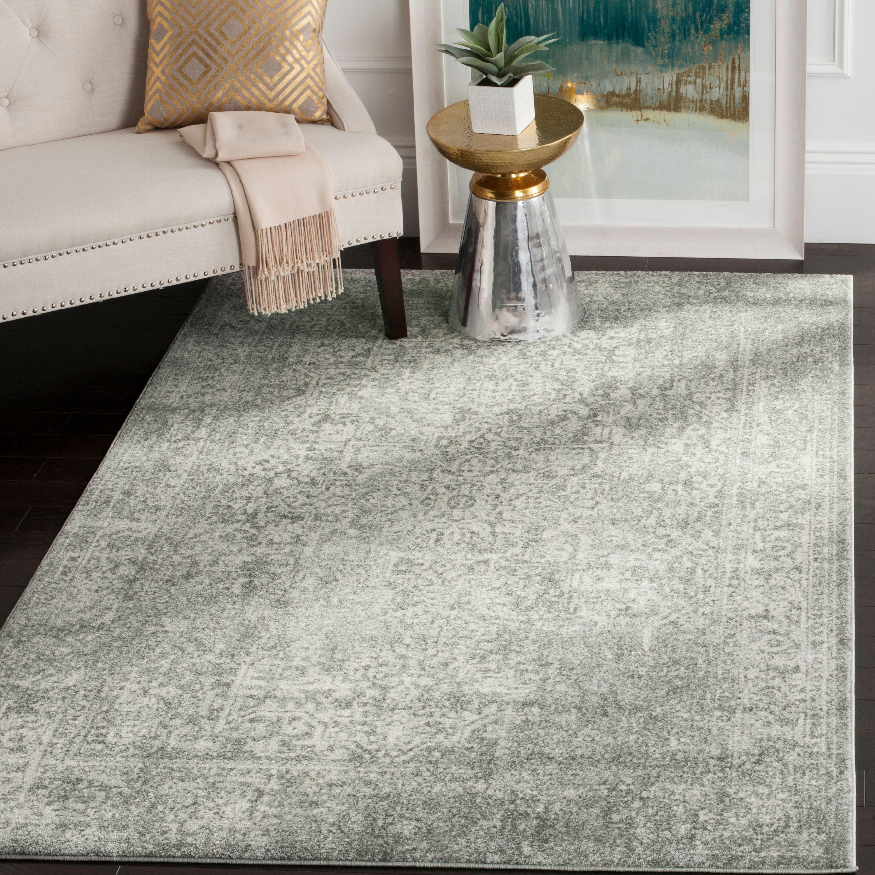 Evoke EVK256 Power Loomed Area Rug - Silver/Ivory - 9'x9' - Safavieh.