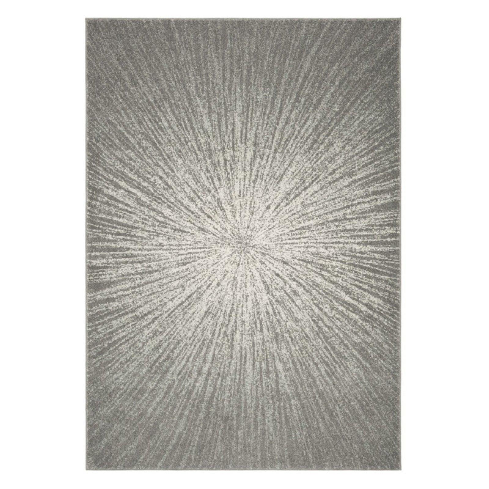 Elysian Shadows 2'2" x 4' Dark Grey/Ivory Synthetic Area Rug