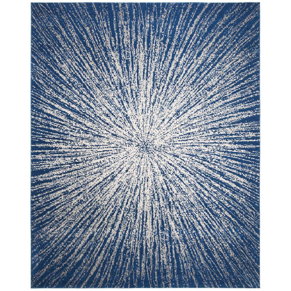 Navy and Ivory Abstract Burst 9' x 12' Area Rug