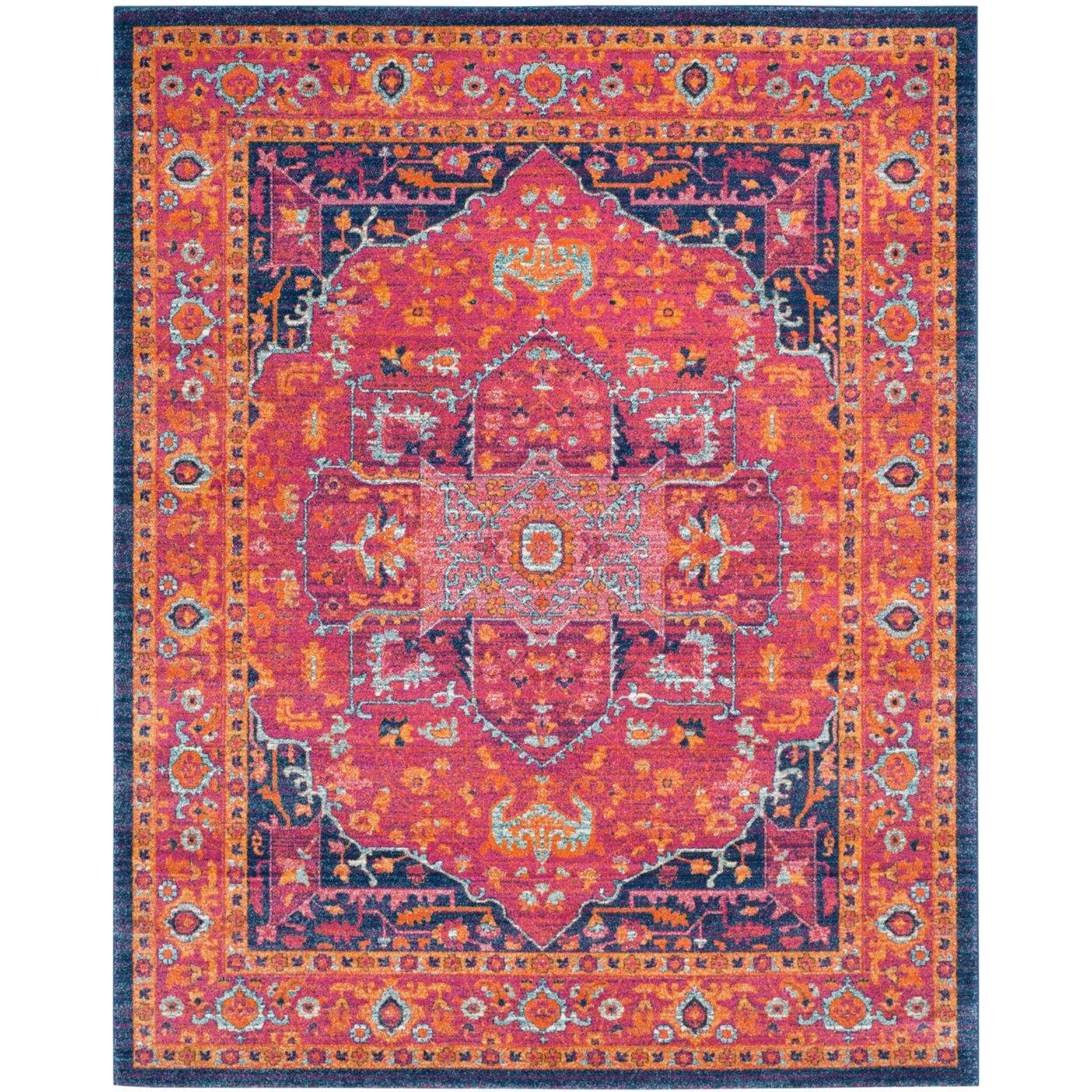 SAFAVIEH Evoke Westley Traditional Floral Area Rug, Fuchsia/Orange, 6'7" x 9'