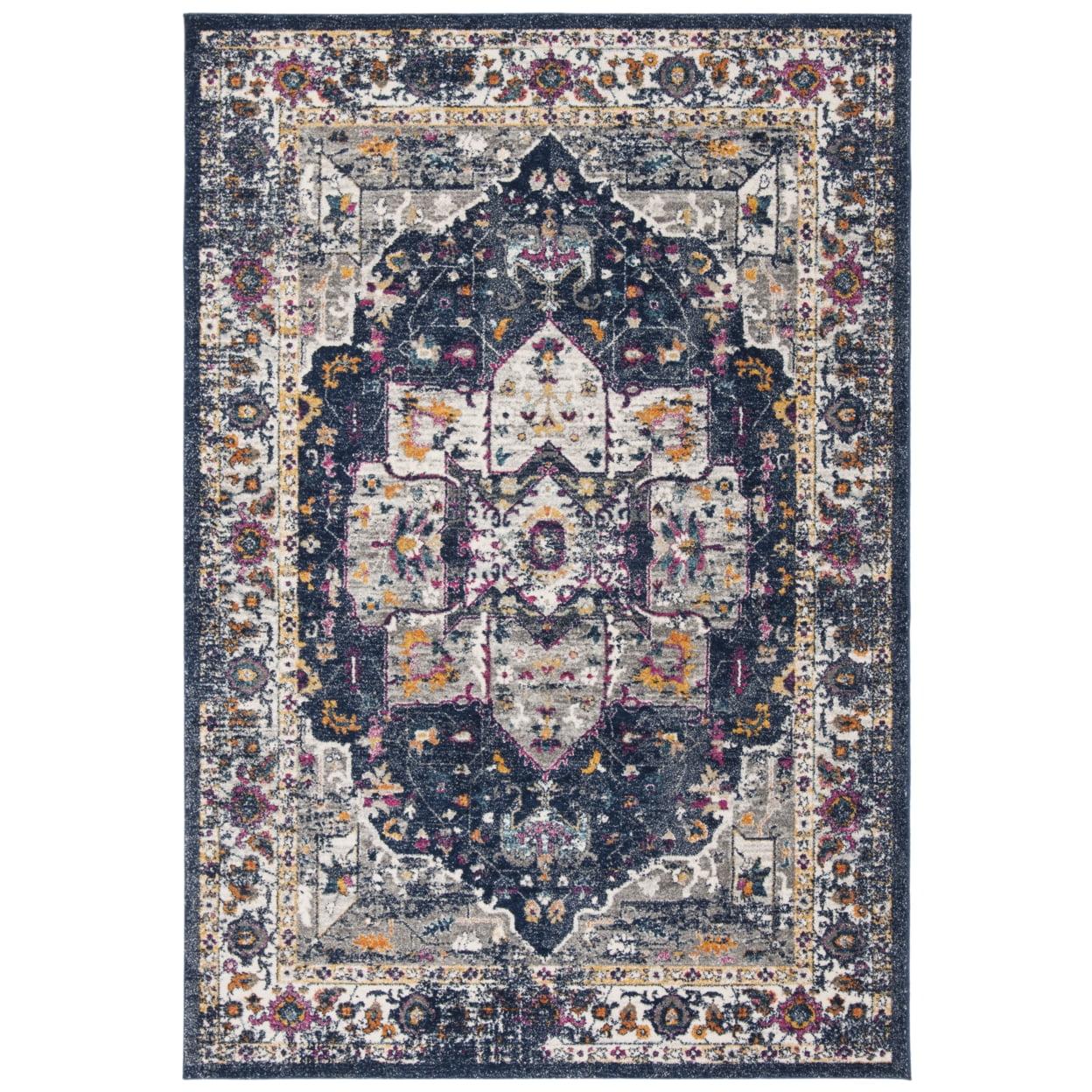 Evoke EVK275 Power Loomed Area Rug - Navy/Grey - 4'x6' - Safavieh.