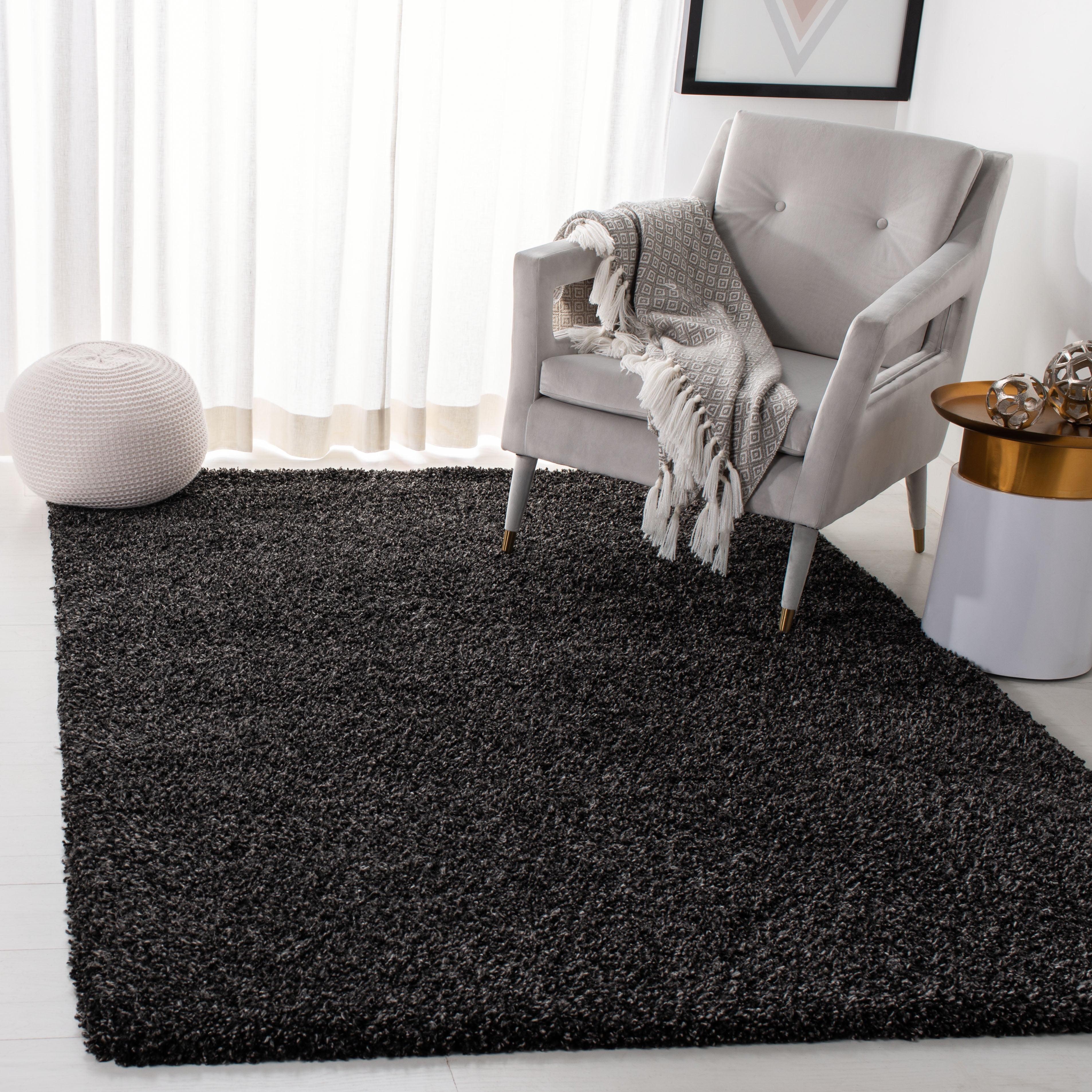 Charcoal Luxury Plush 5'3" x 7'6" Synthetic Shag Area Rug