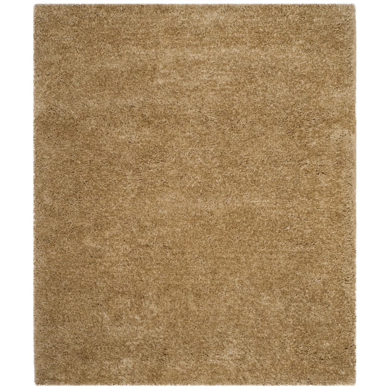 Beige Hand-Tufted Synthetic Shag Area Rug, 5 ft. x 8 ft.