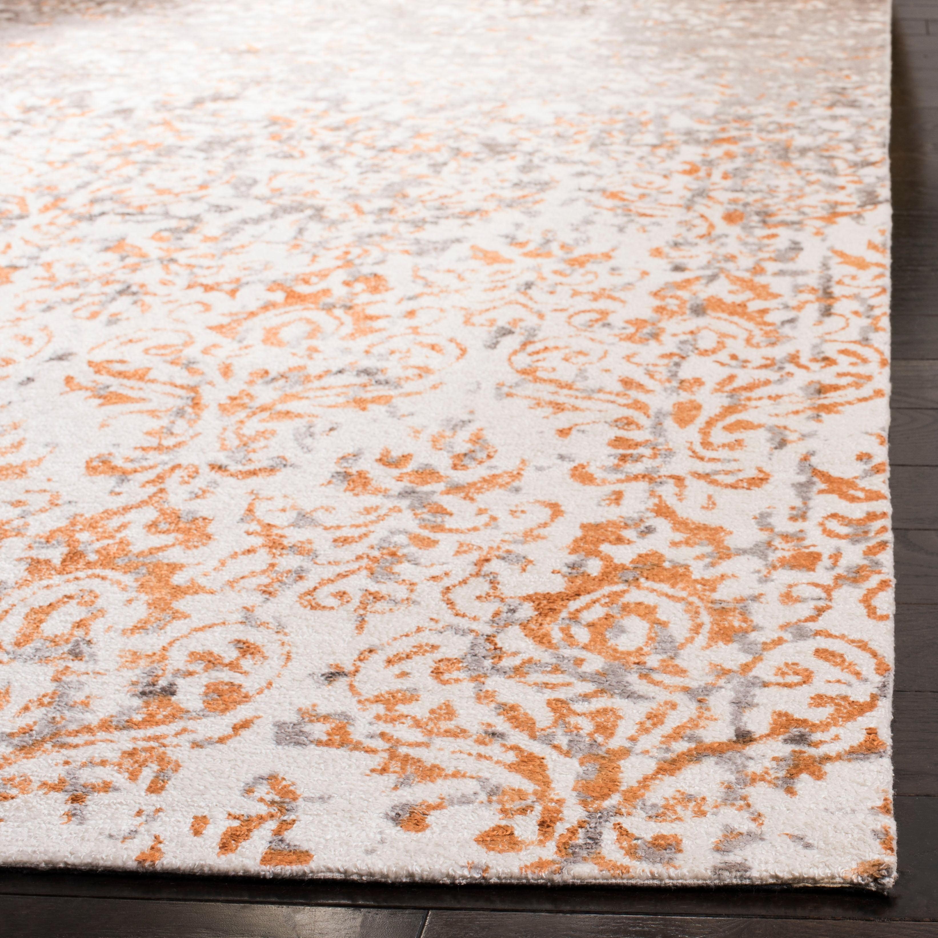 Expression EXP477 Hand Tufted Viscose Area Rug - Ivory/Rust- 4' X 6' - Safavieh.