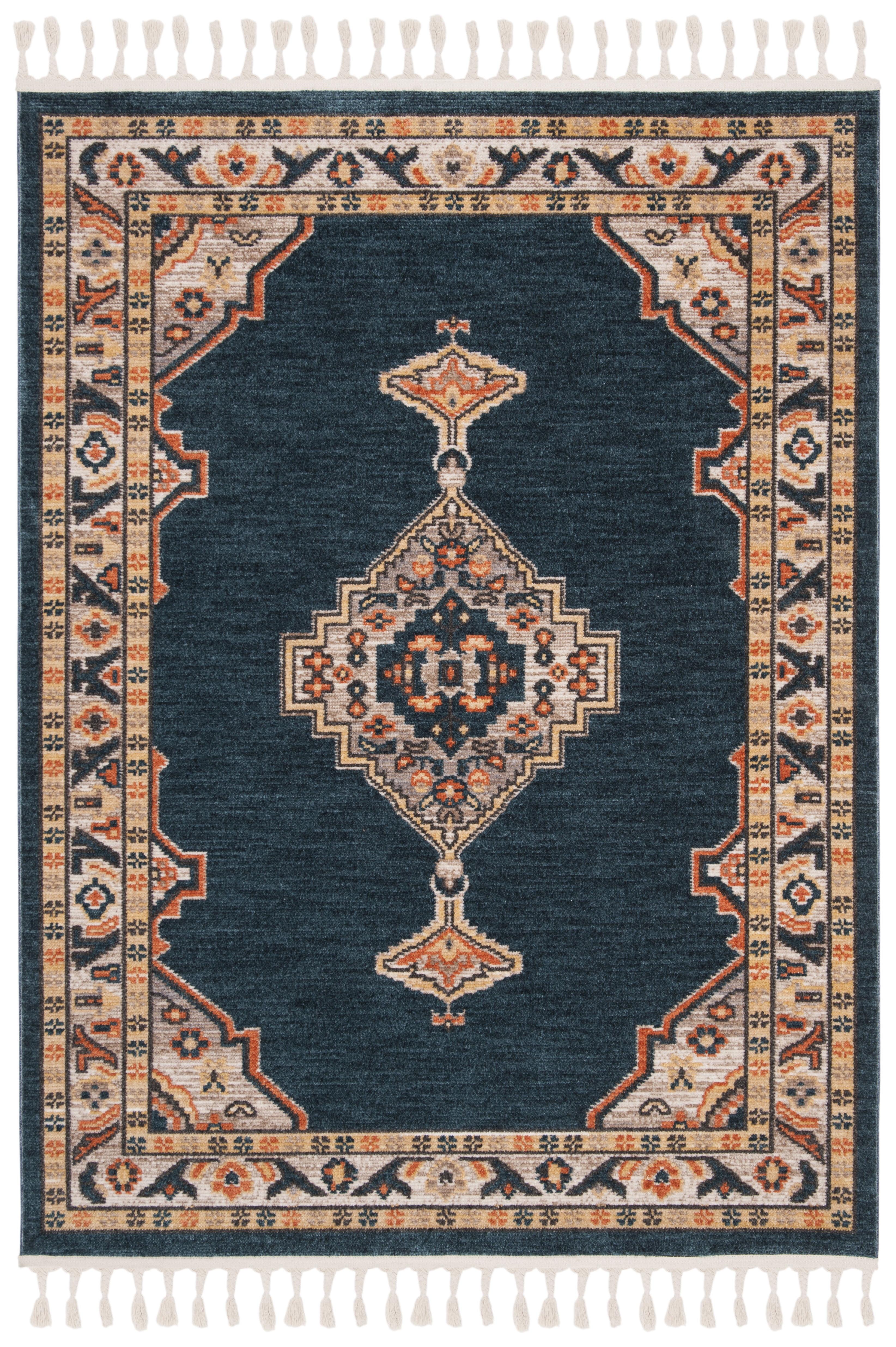 Farmhouse FMH830 Power Loomed Area Rug - Cream/Navy - 3' X 5' - Safavieh.