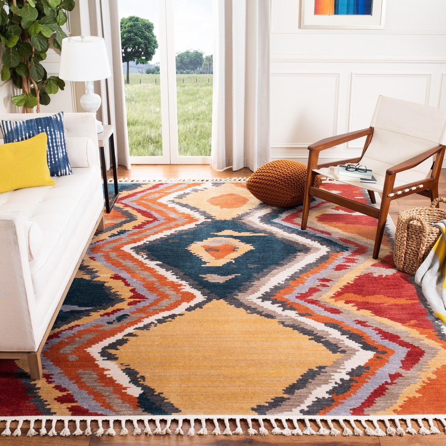 Braided Medallion 8' x 10' Red Cotton Chenille Area Rug