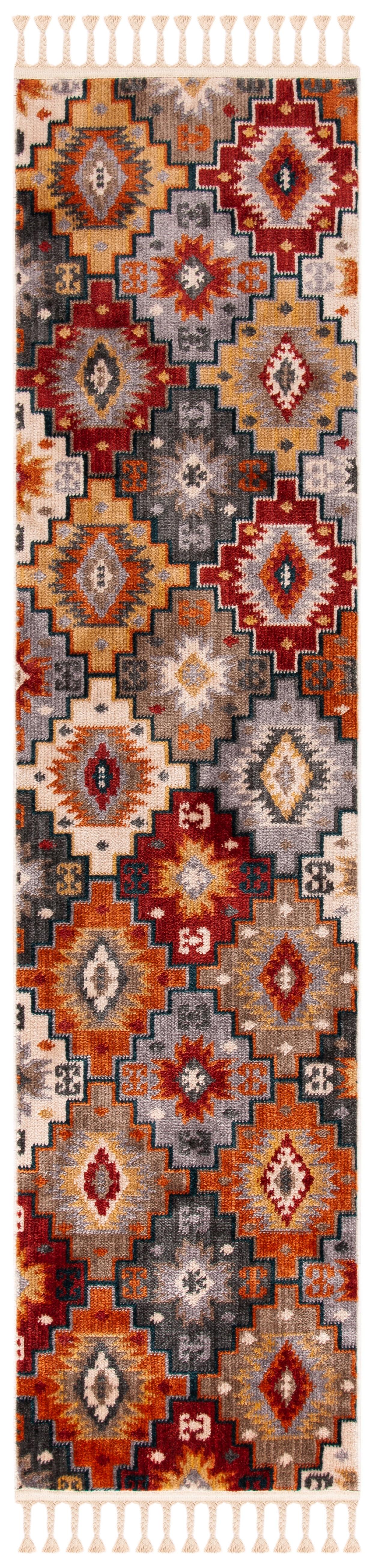 Farmhouse FMH805 Power Loomed Runner Rug - Grey/Red - 2'1"x8' - Safavieh.