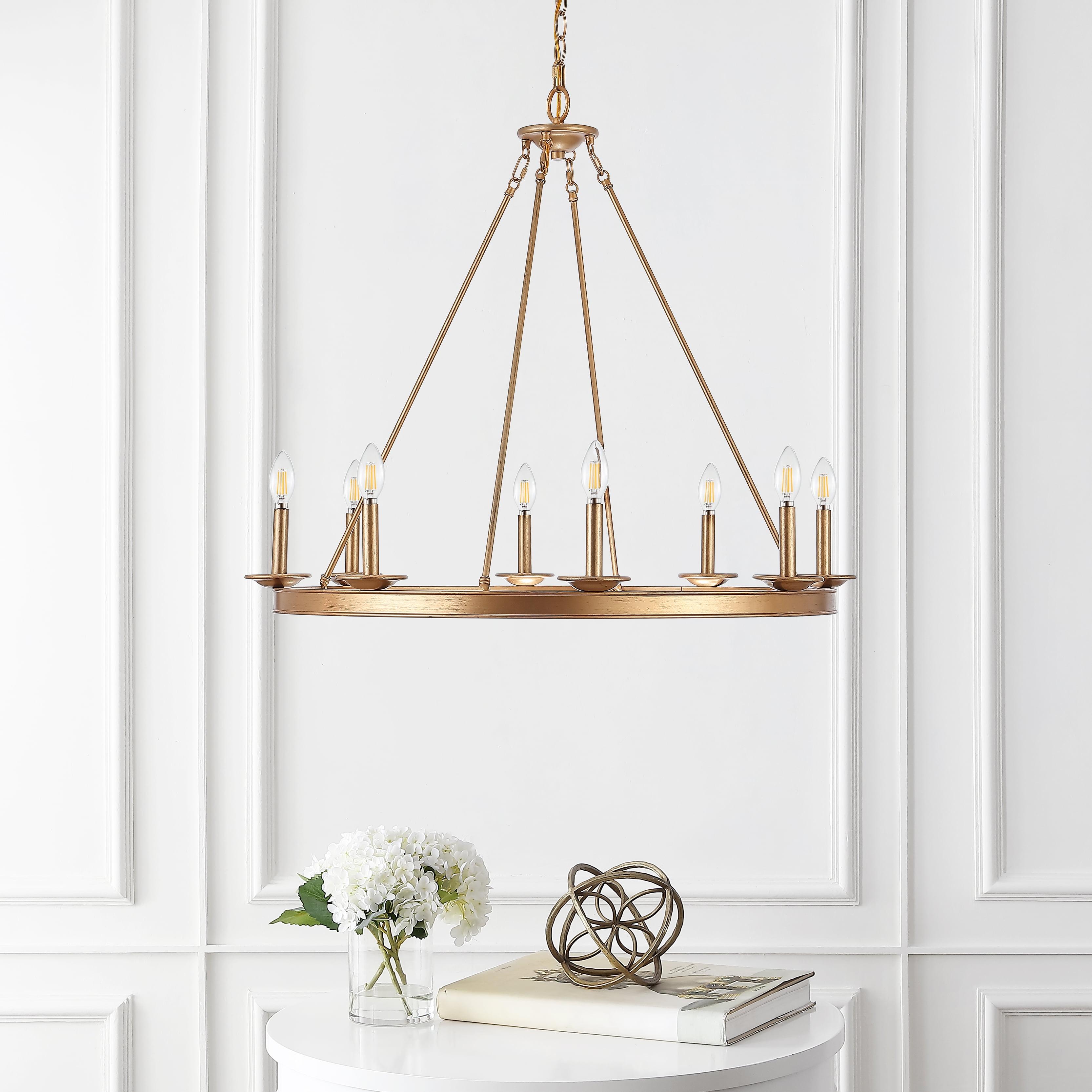 Contemporary Gold Painted Minimalist Metal Circle Chandelier