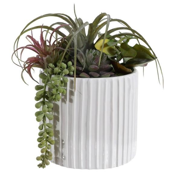 SAFAVIEH Faux 9.5 Inch Mixed Succulent Potted Plant, White
