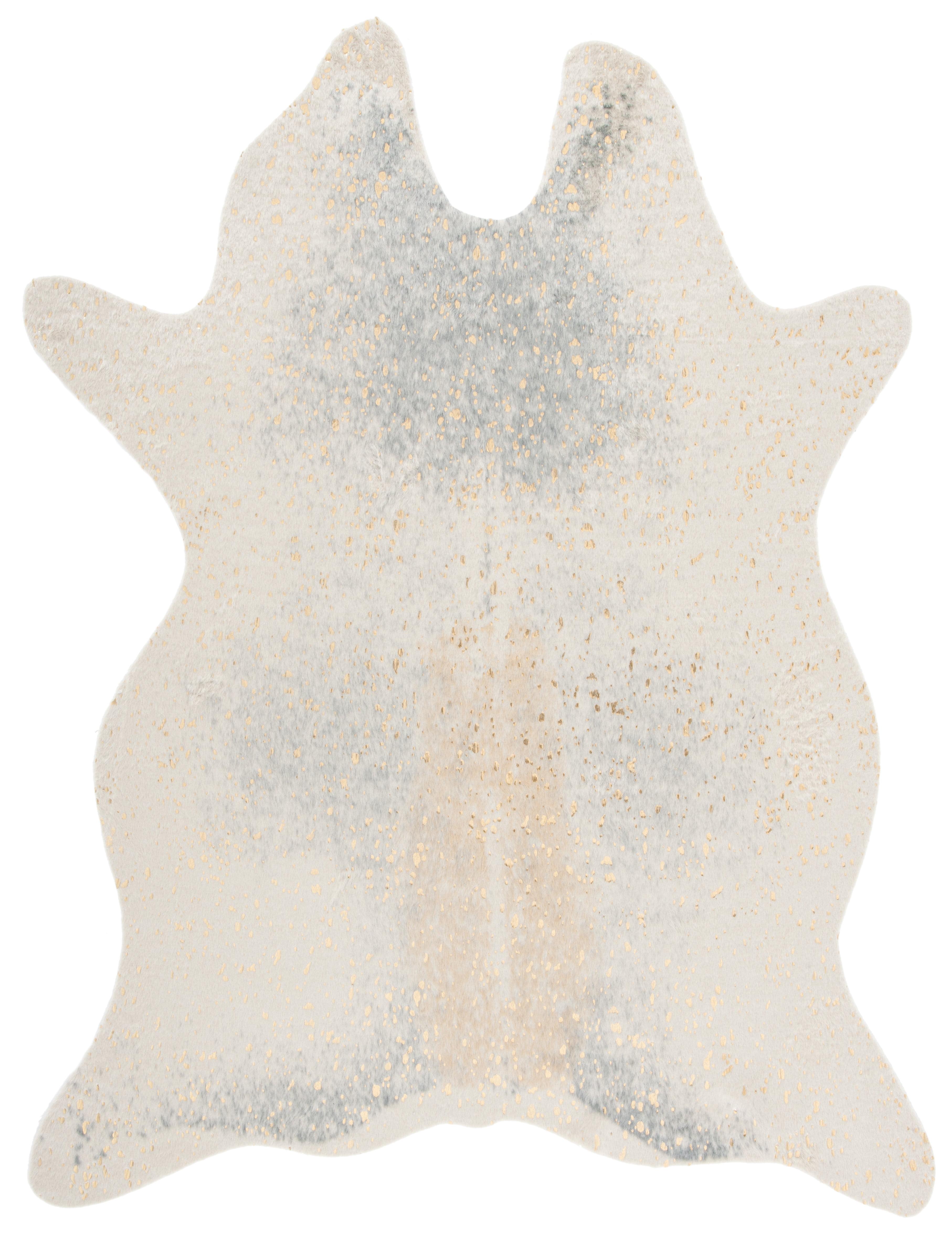 SAFAVIEH Faux Cow Hide Daithi Novelty Area Rug, Grey/Beige, 3' x 5'