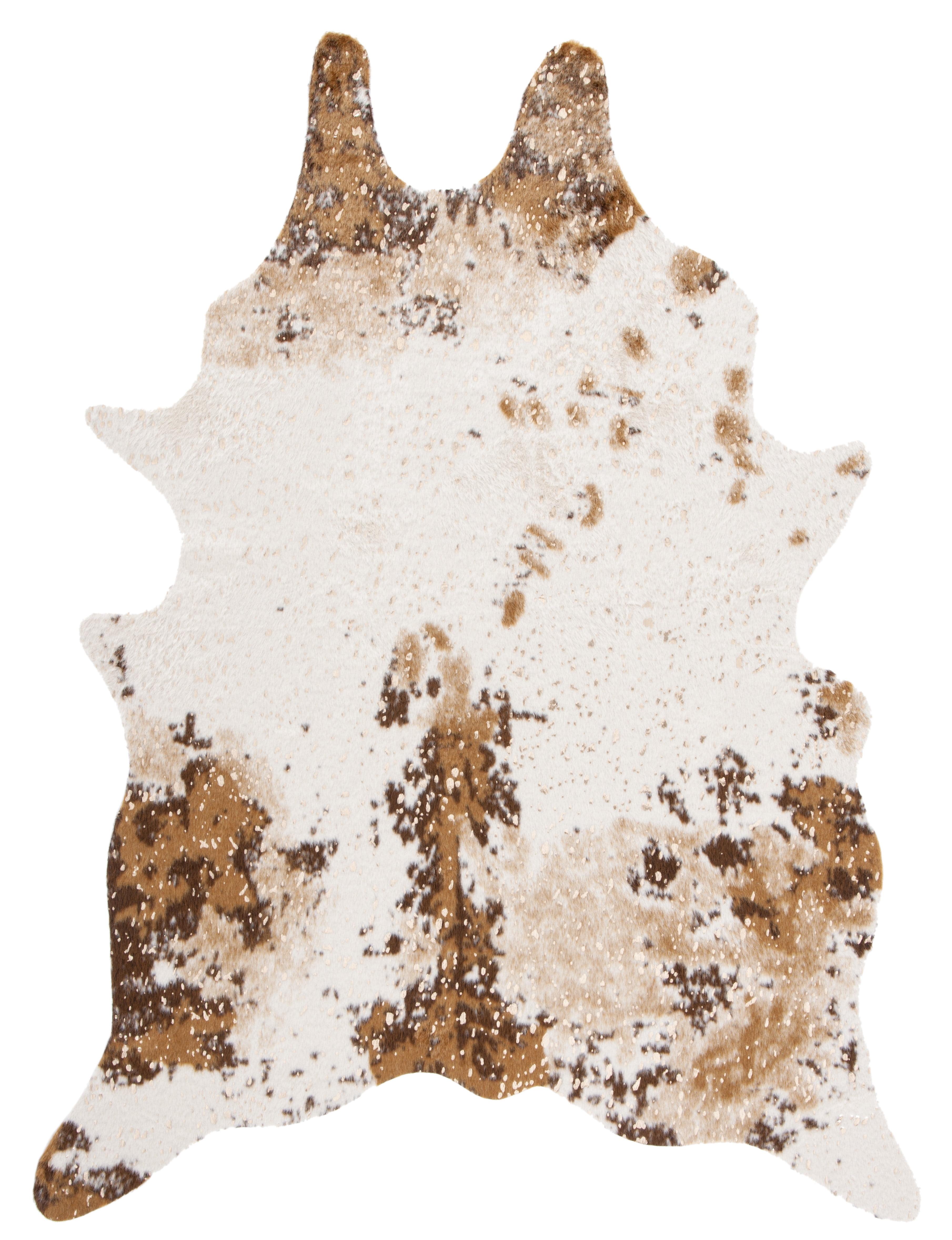 Beige and Dark Brown Faux Cowhide Area Rug 3' x 5'