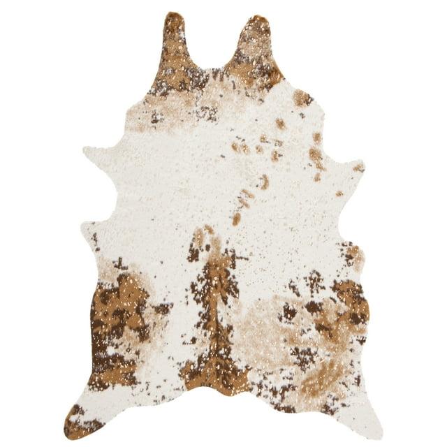 SAFAVIEH Faux Cow Hide Dalia Novelty Area Rug, Beige/Dark Brown, 3' x 5'