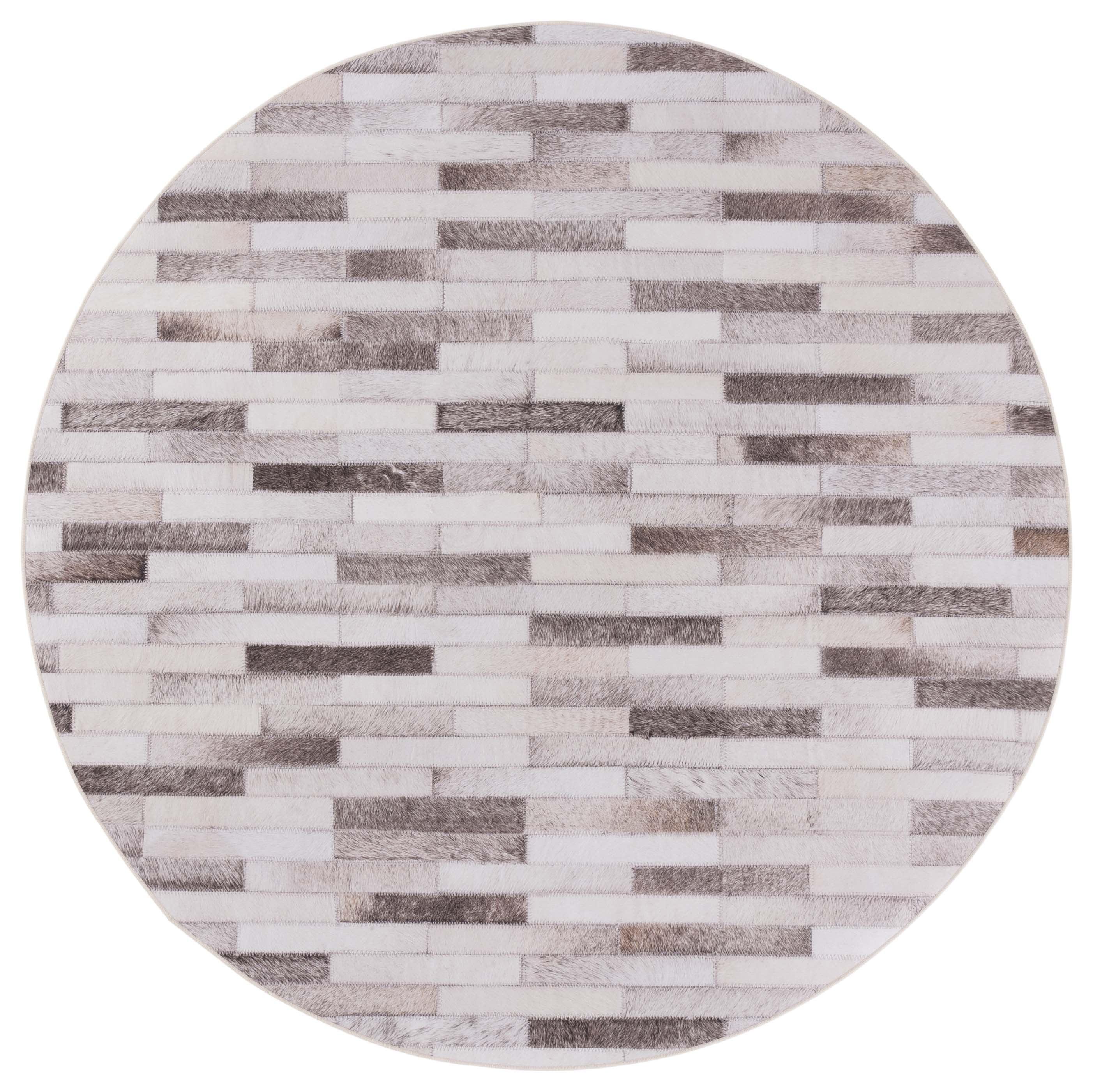 Rustic Chic Beige & Brown Synthetic Fur 6' Round Rug