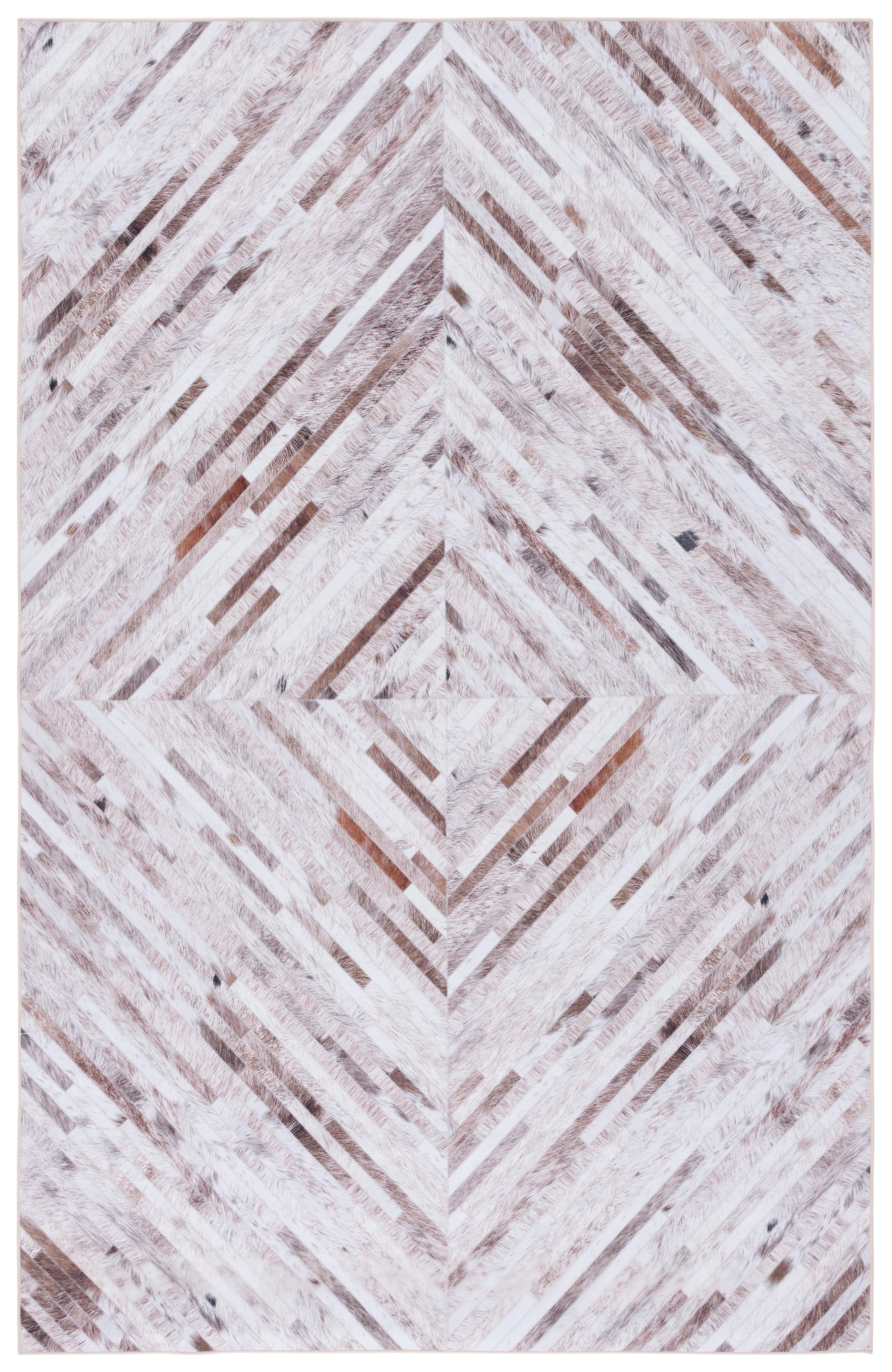 SAFAVIEH Faux Hide Curtis Diamond Area Rug, Beige/Brown, 6' x 9'